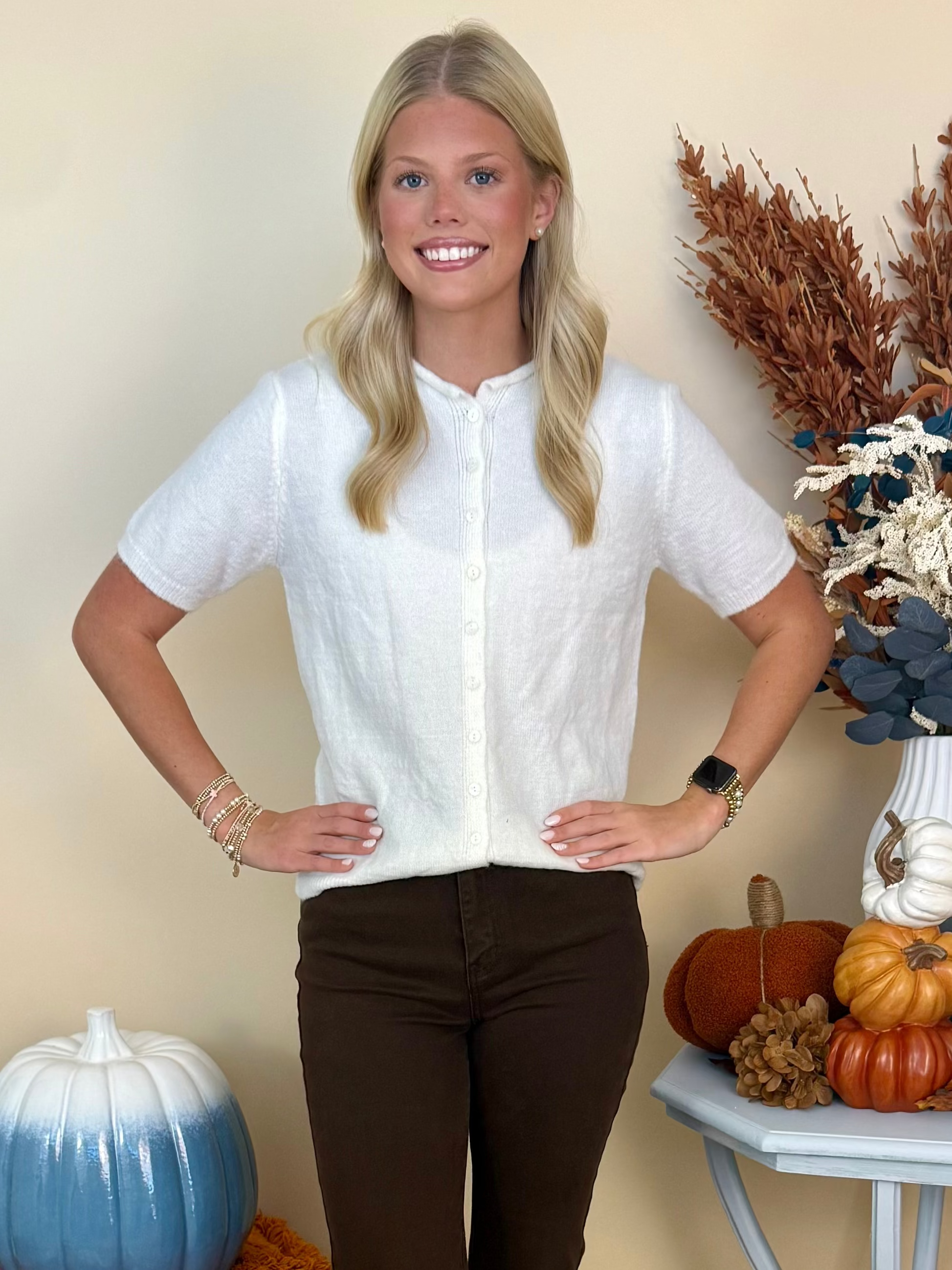 Wild Instinct Ivory Button Up Cardigan-Shop-Womens-Boutique-Clothing