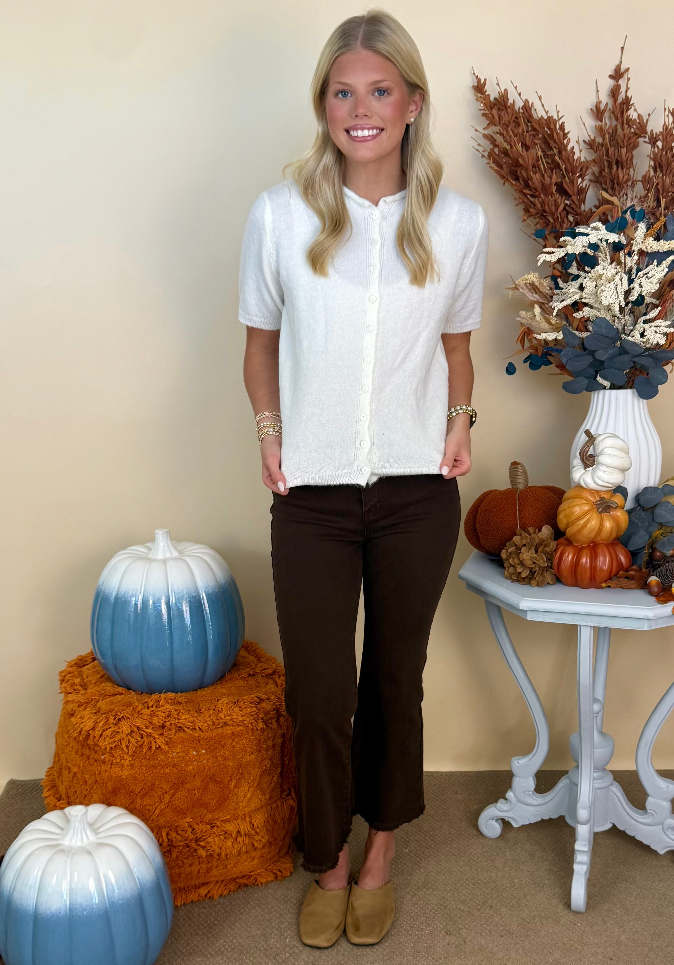 Wild Instinct Ivory Button Up Cardigan-Shop-Womens-Boutique-Clothing