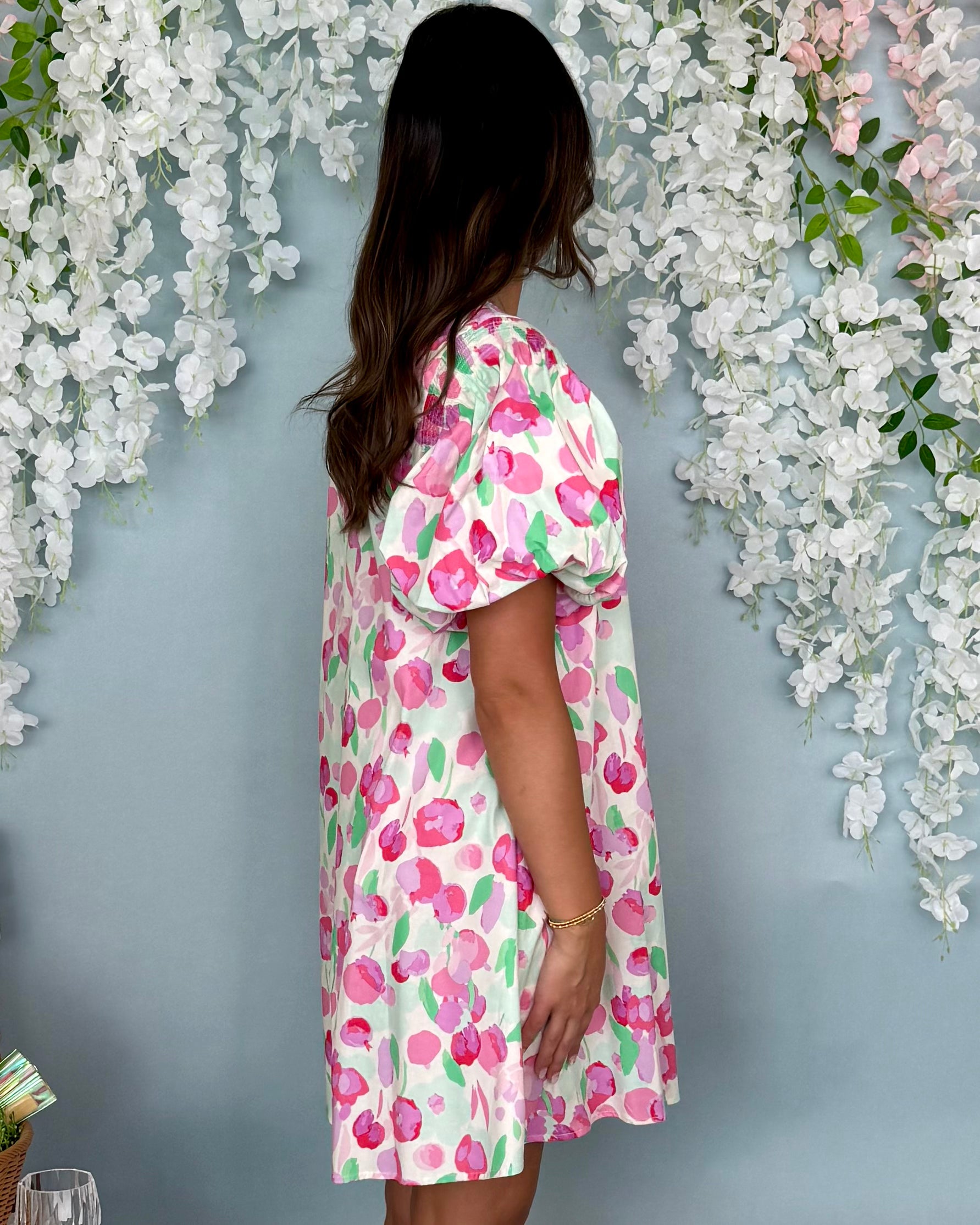 Social Event Blush Mint Floral Bubble Dress-Shop-Womens-Boutique-Clothing