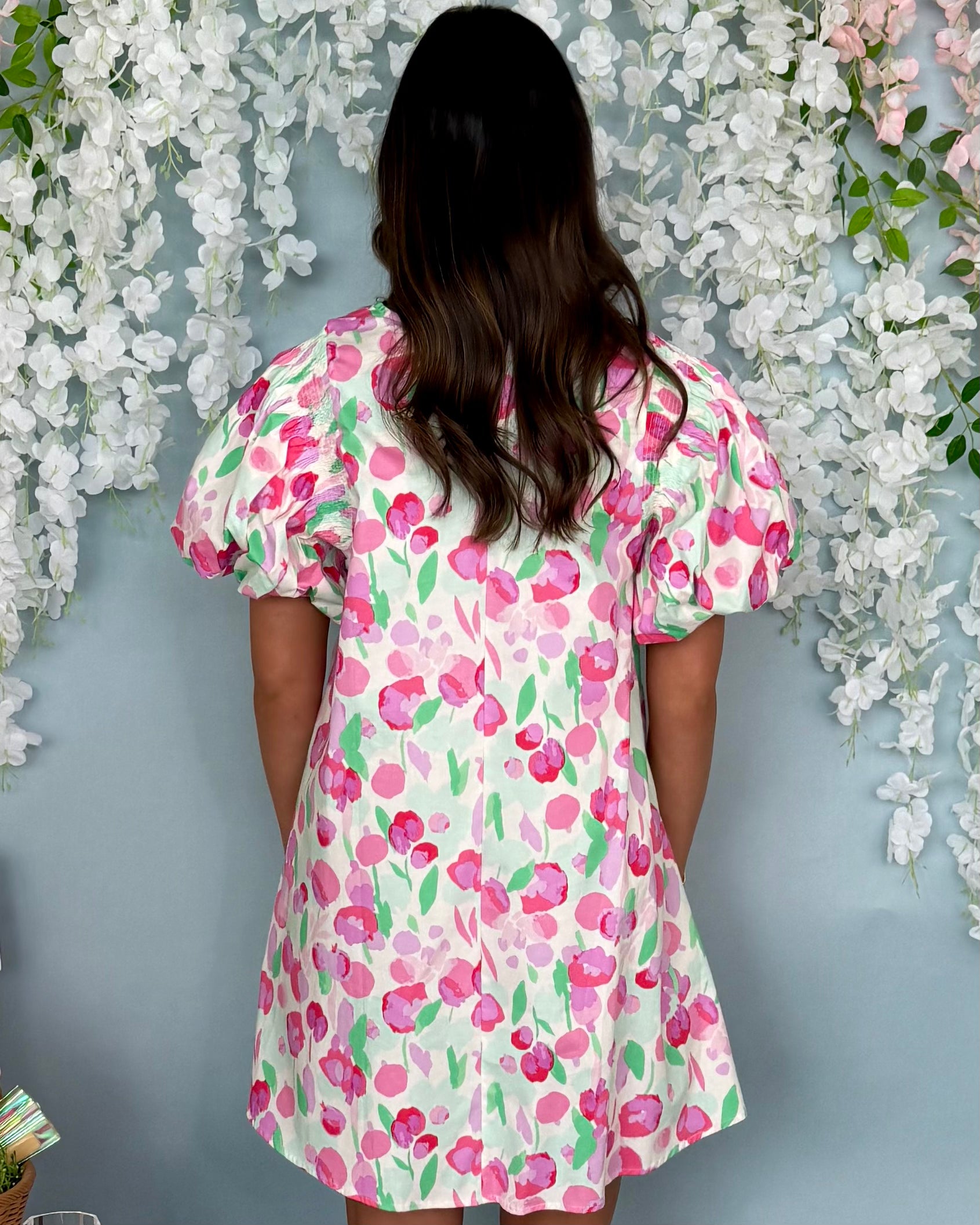 Social Event Blush Mint Floral Bubble Dress-Shop-Womens-Boutique-Clothing