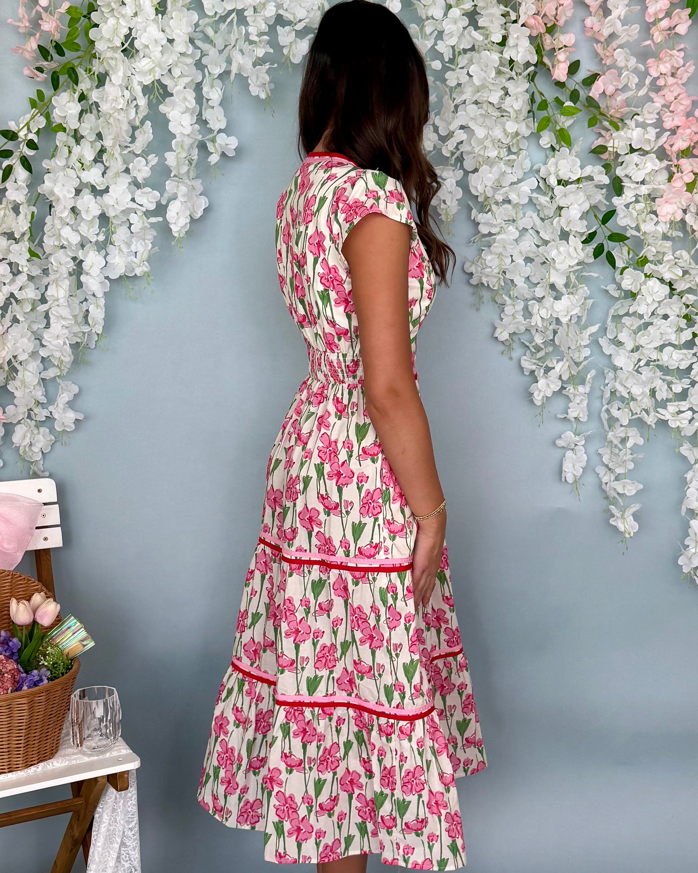 Ease Your Mind Pink Floral Poplin Dress-Shop-Womens-Boutique-Clothing