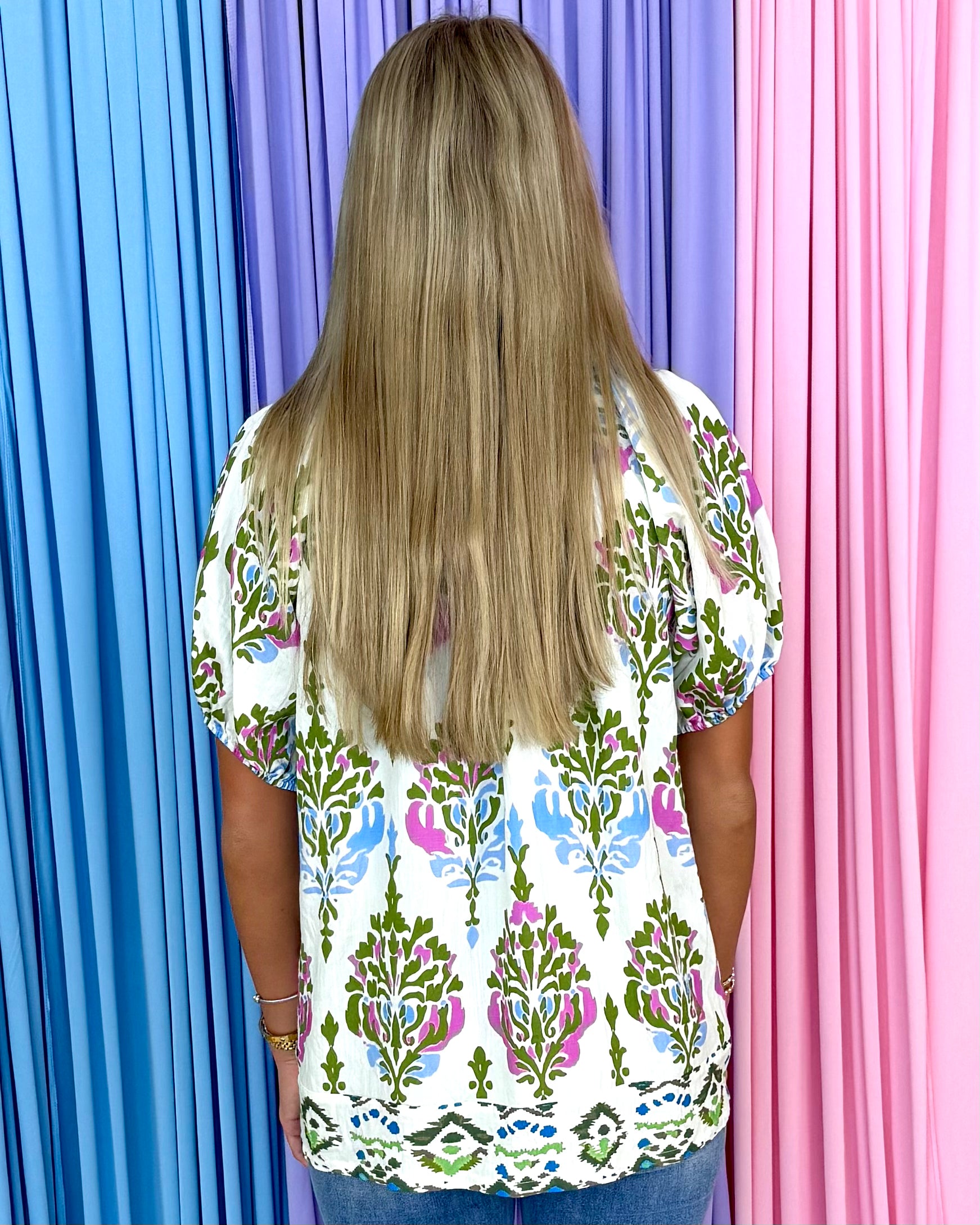 Aim High Cream Mix Border Print Top-Shop-Womens-Boutique-Clothing