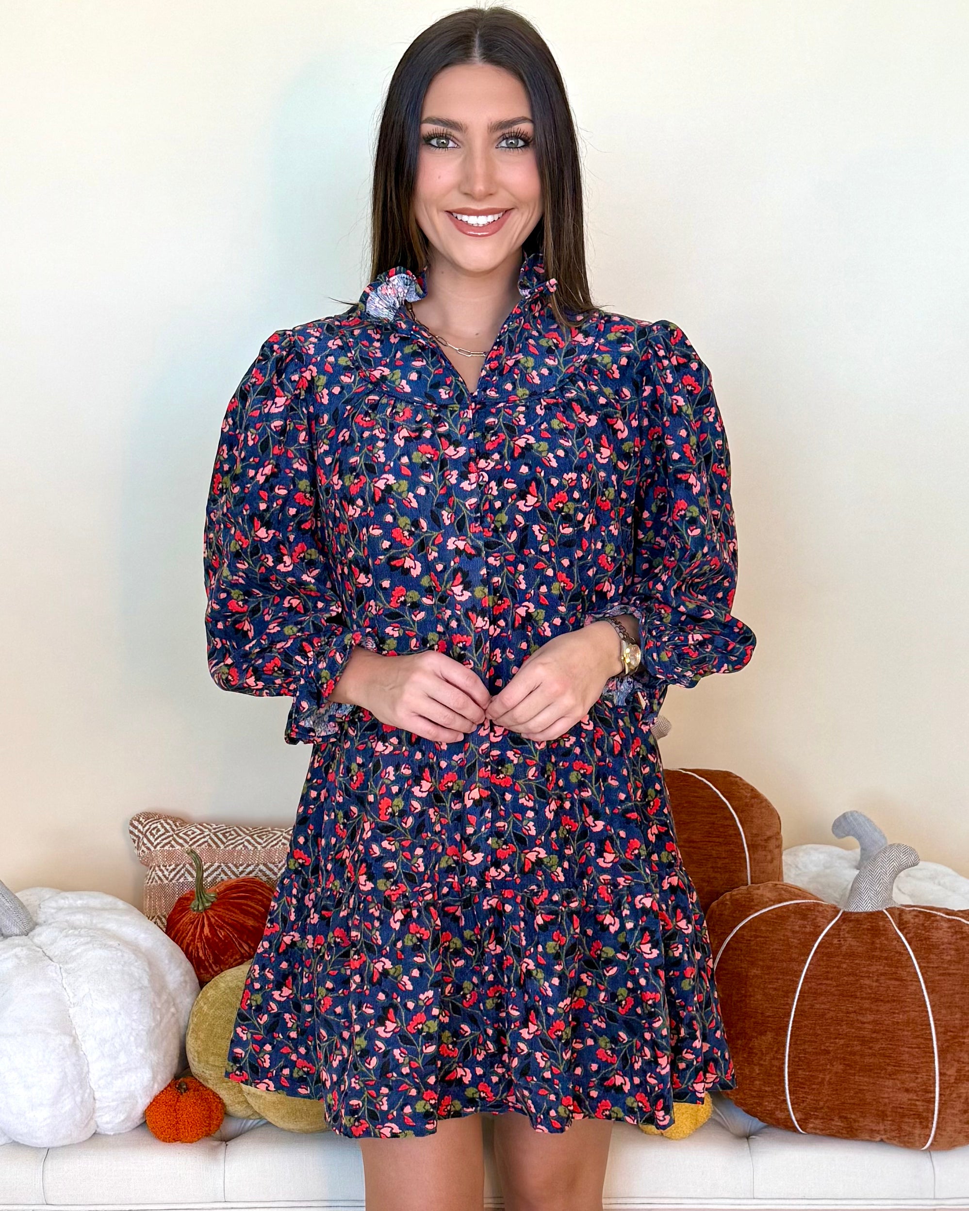 Downtown Delight Navy Mix Corduroy Dress-Shop-Womens-Boutique-Clothing
