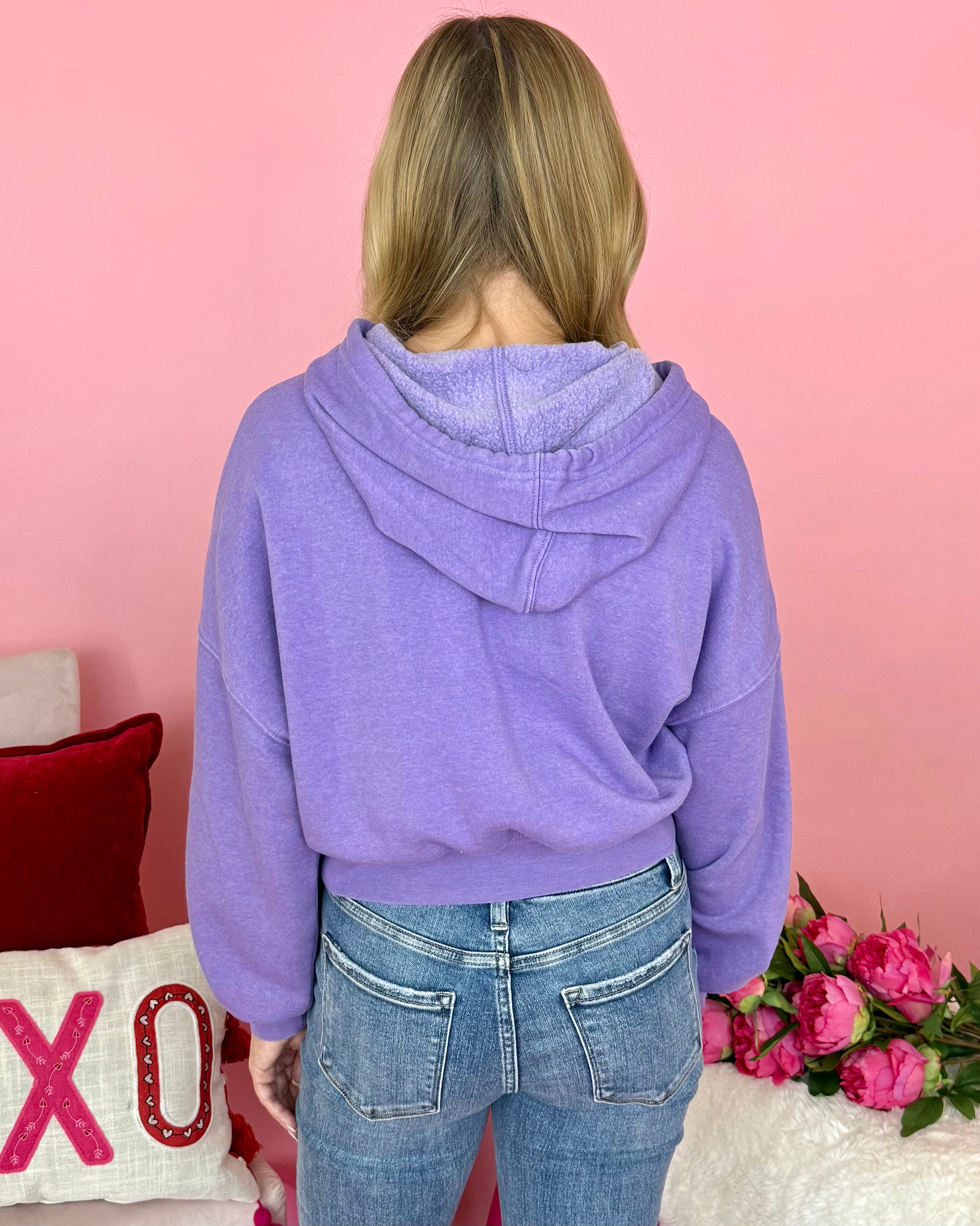 Me Again Lavender Cropped Hoodie-Shop-Womens-Boutique-Clothing