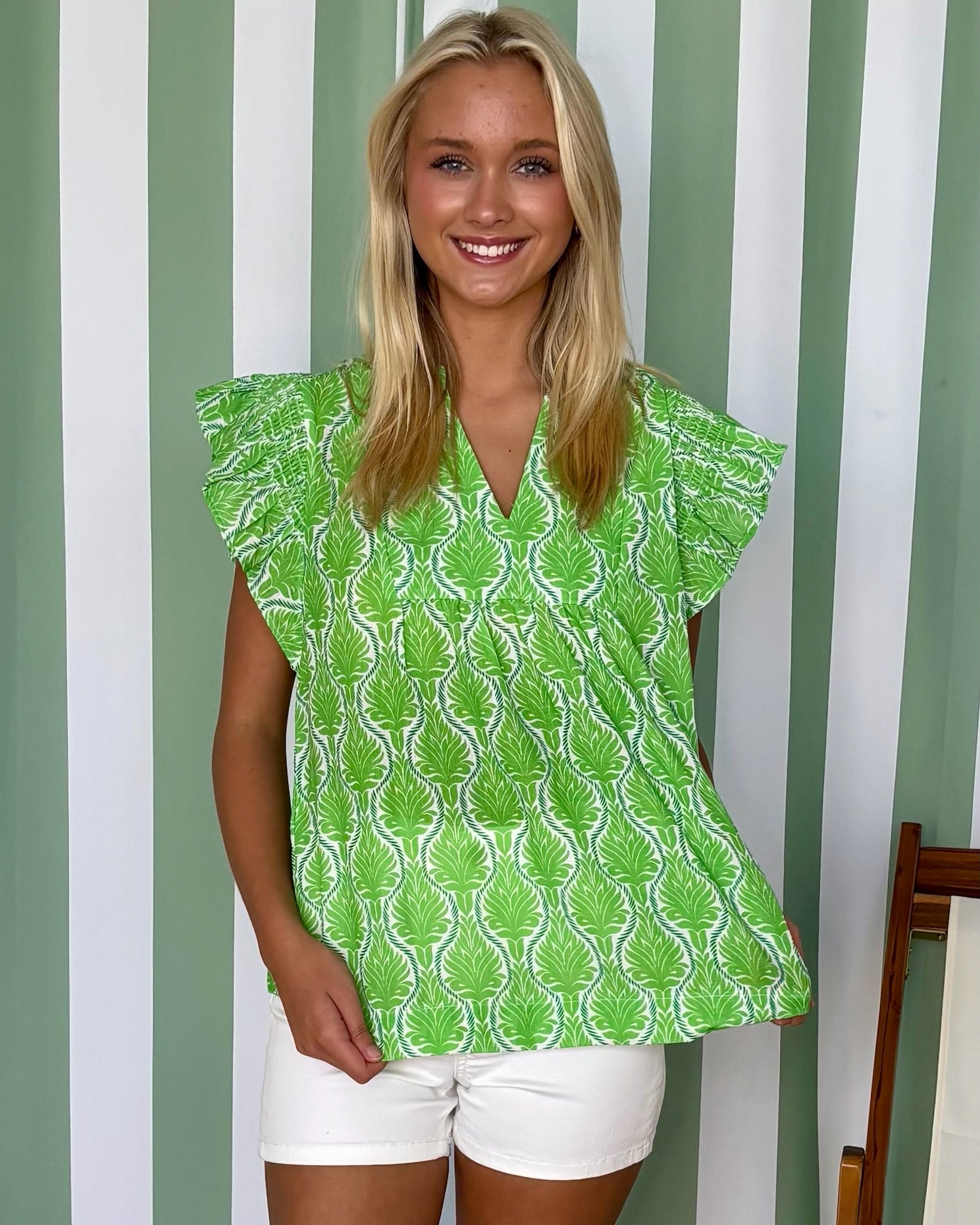 You Have It Green Abstract Babydoll Top-Shop-Womens-Boutique-Clothing