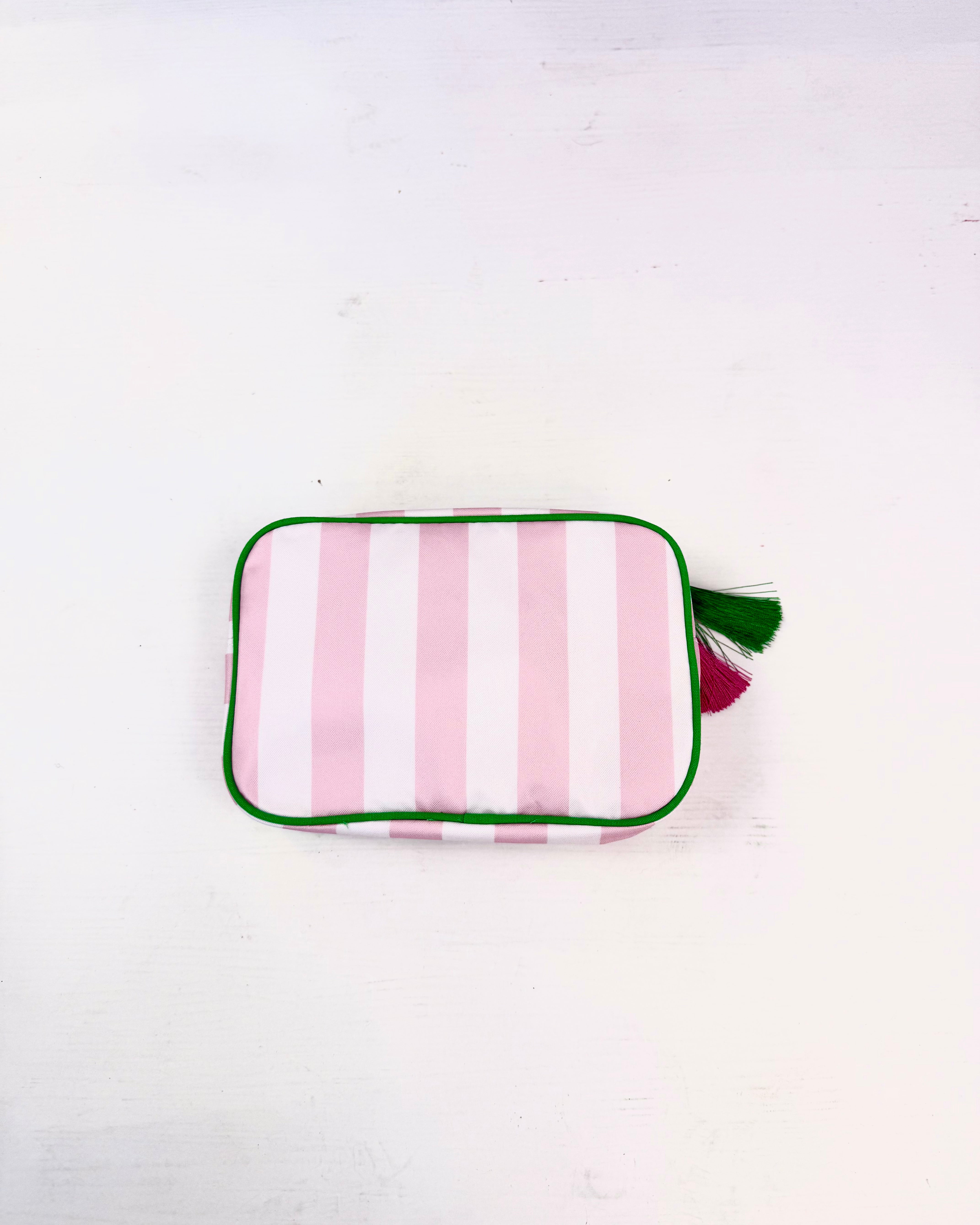 Love It Pink/White Striped Green Trim Pouch-Shop-Womens-Boutique-Clothing