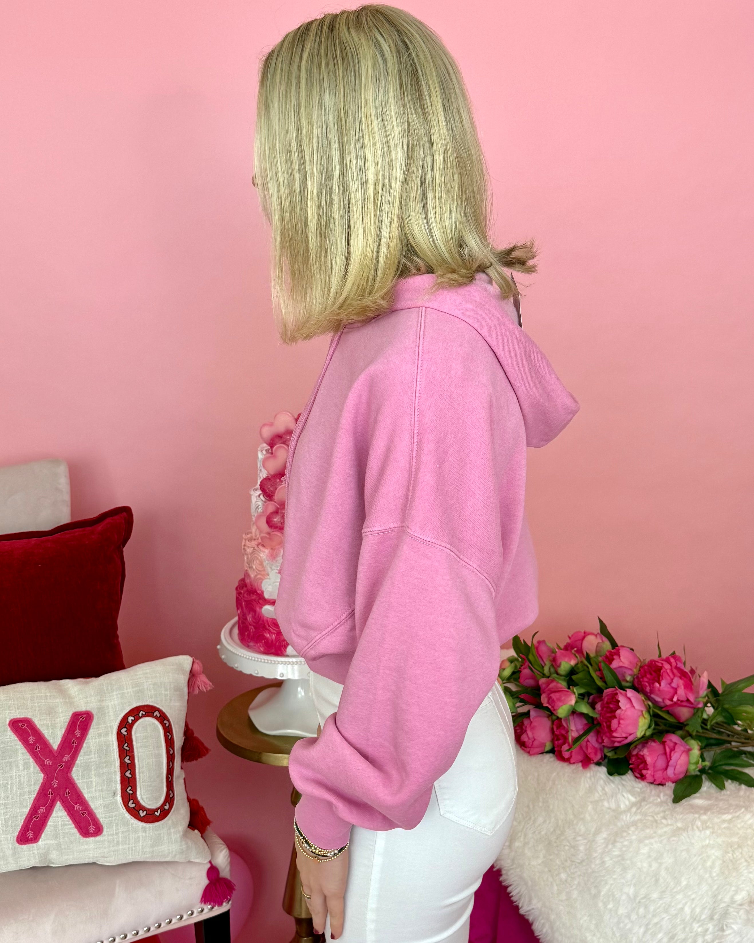 Me Again Rose Pink Cropped Hoodie-Shop-Womens-Boutique-Clothing