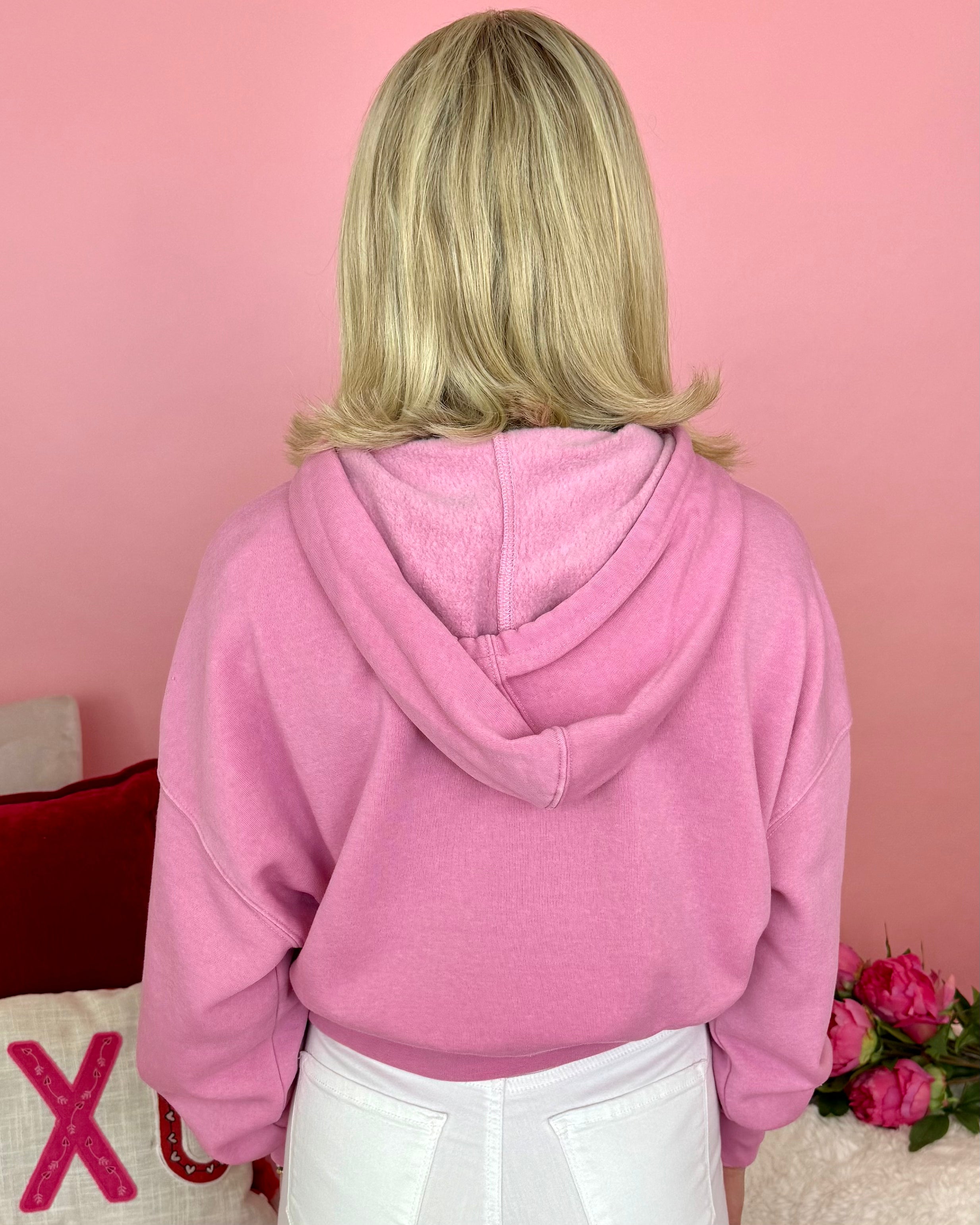 Me Again Rose Pink Cropped Hoodie-Shop-Womens-Boutique-Clothing