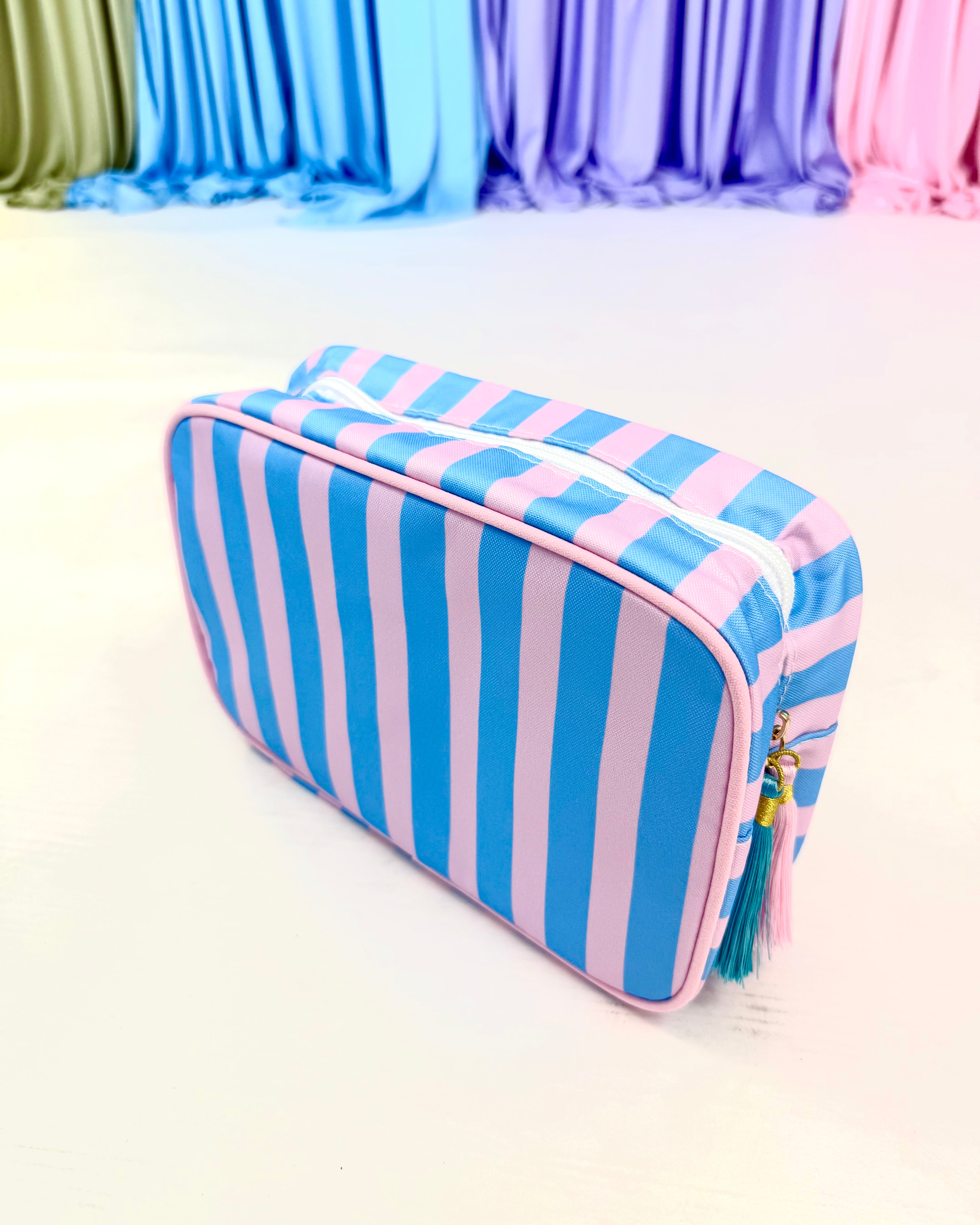 Your Go To Blue/Pink Striped Pouch-Shop-Womens-Boutique-Clothing