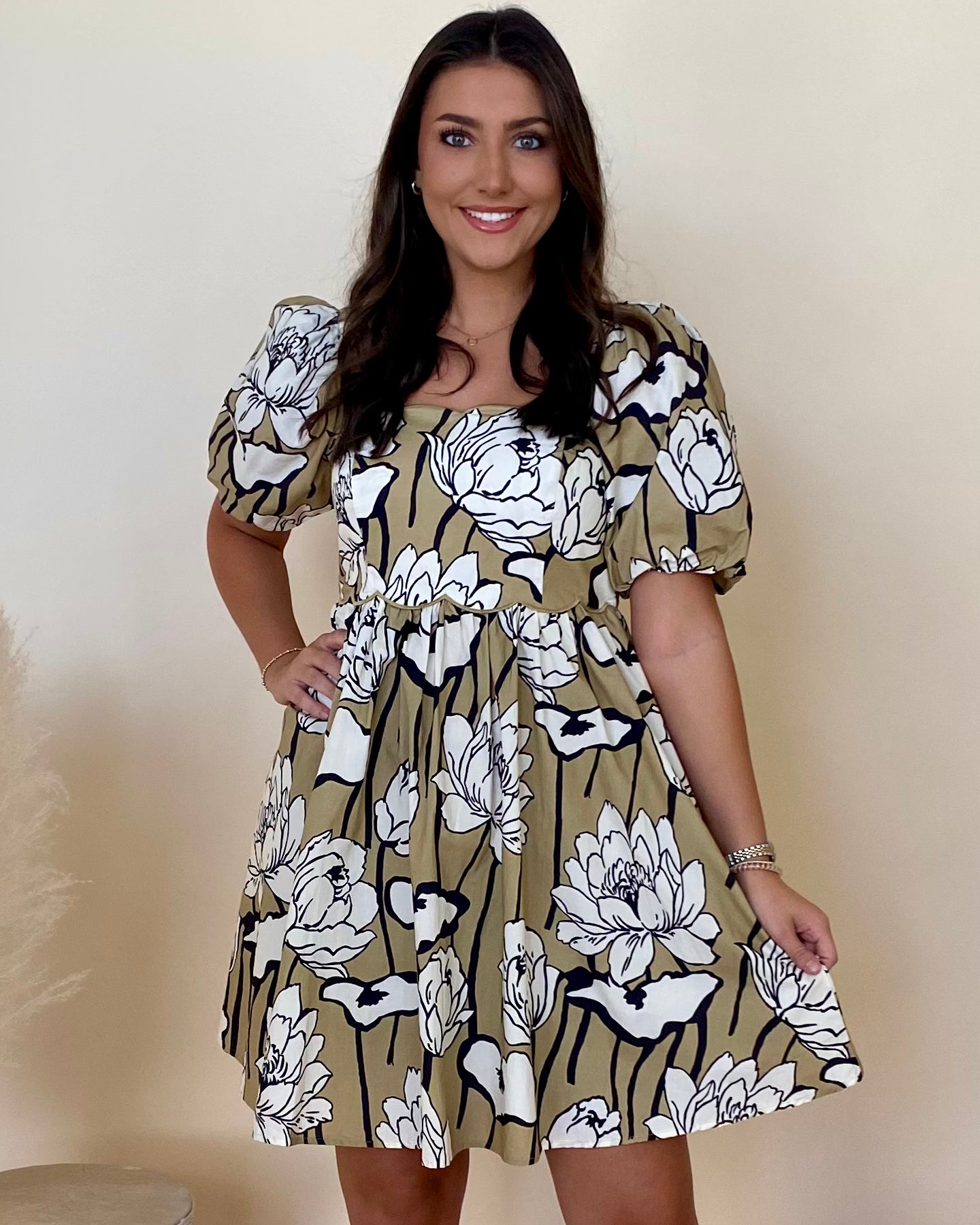 Love Me So Taupe Floral Dress-Shop-Womens-Boutique-Clothing