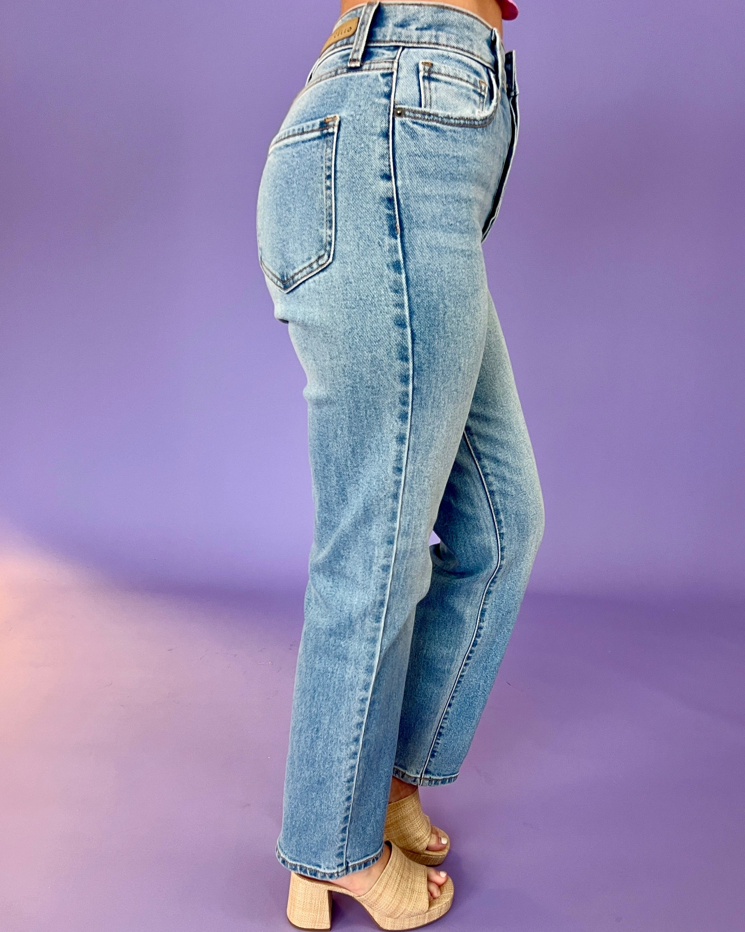 Right About It Light Denim Super High Rise Dad Jeans-Shop-Womens-Boutique-Clothing