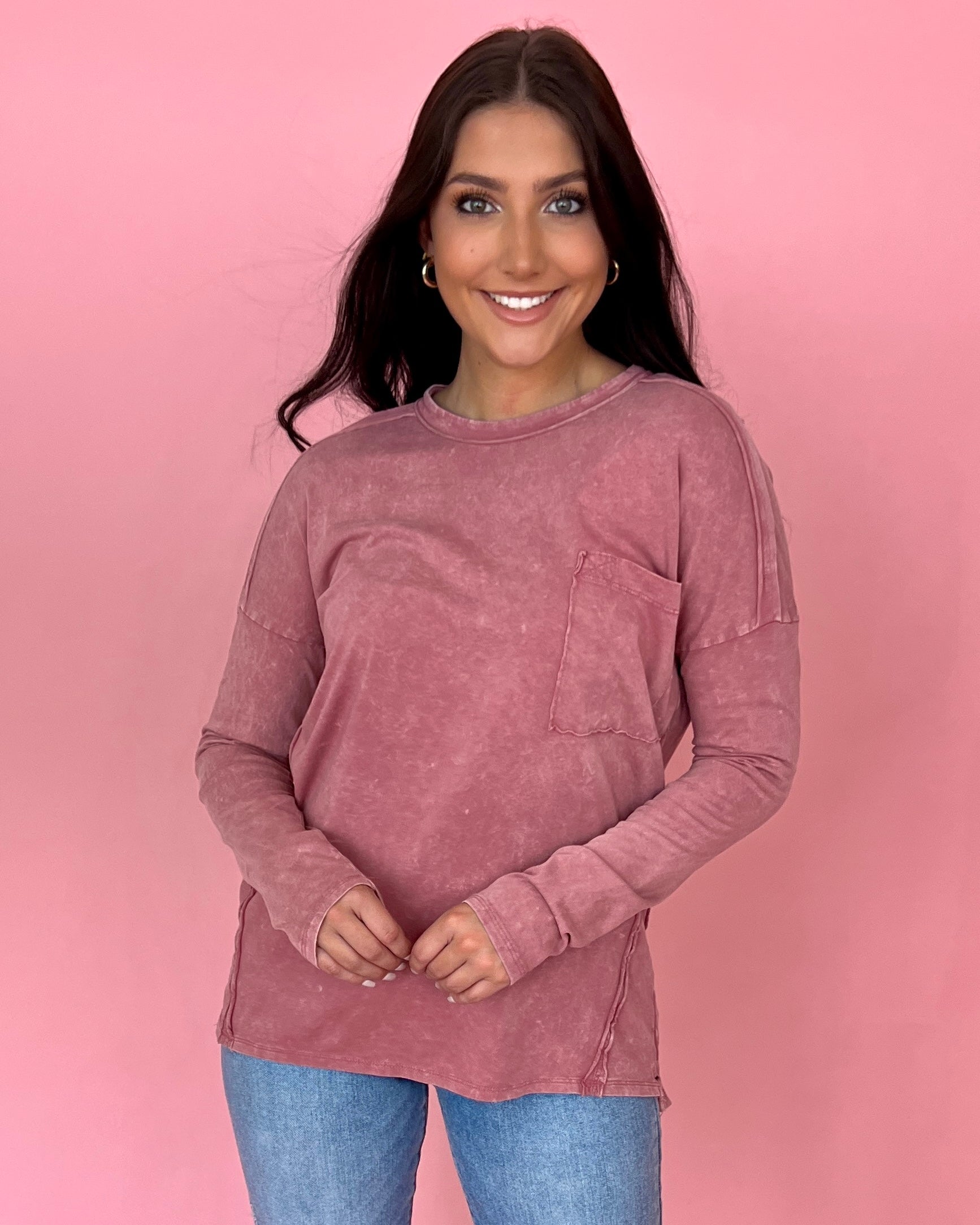 Going Home Mauve Mineral Pocket Top-Shop-Womens-Boutique-Clothing