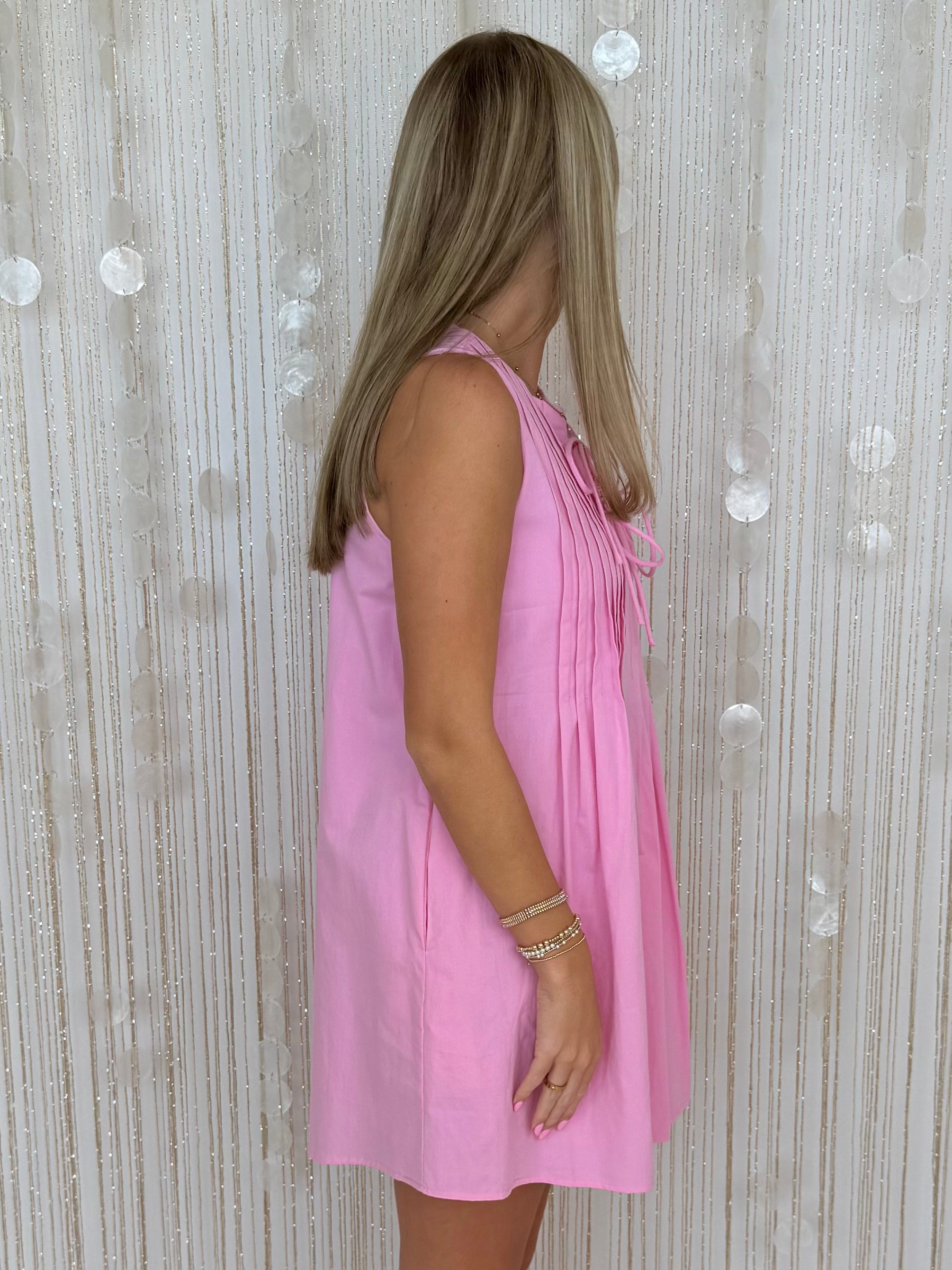 Be By You Blush Pintuck Tie Dress-Shop-Womens-Boutique-Clothing