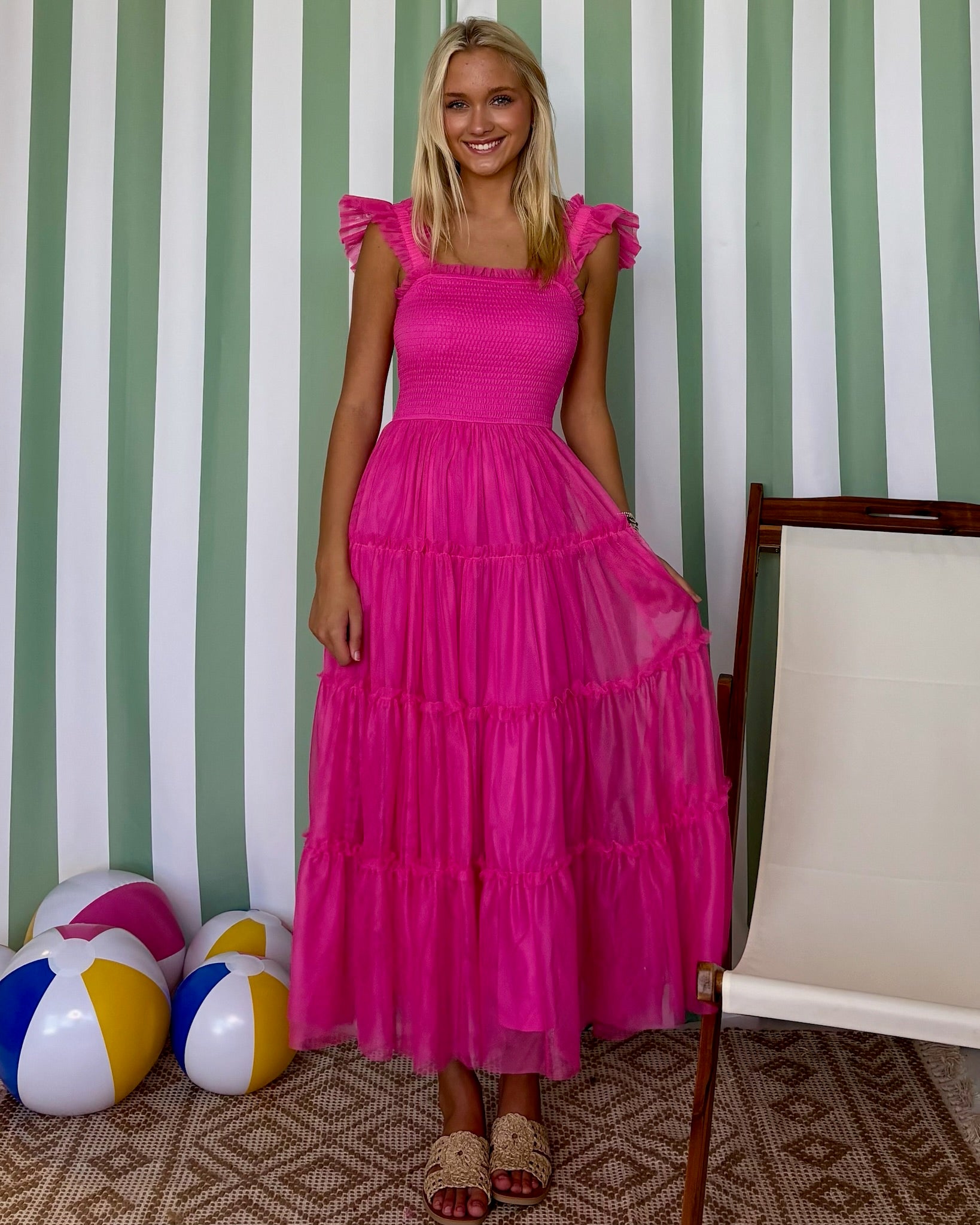 Courtyard Cutie Fuchsia Tulle Tiered Dress-Shop-Womens-Boutique-Clothing