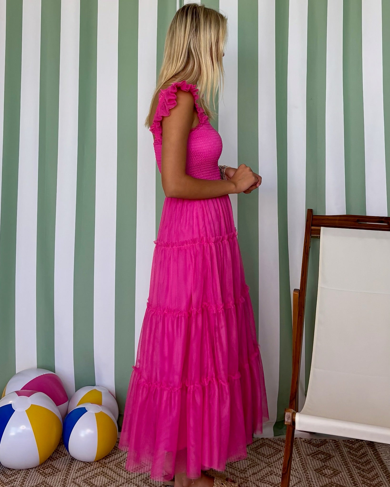 Courtyard Cutie Fuchsia Tulle Tiered Dress-Shop-Womens-Boutique-Clothing