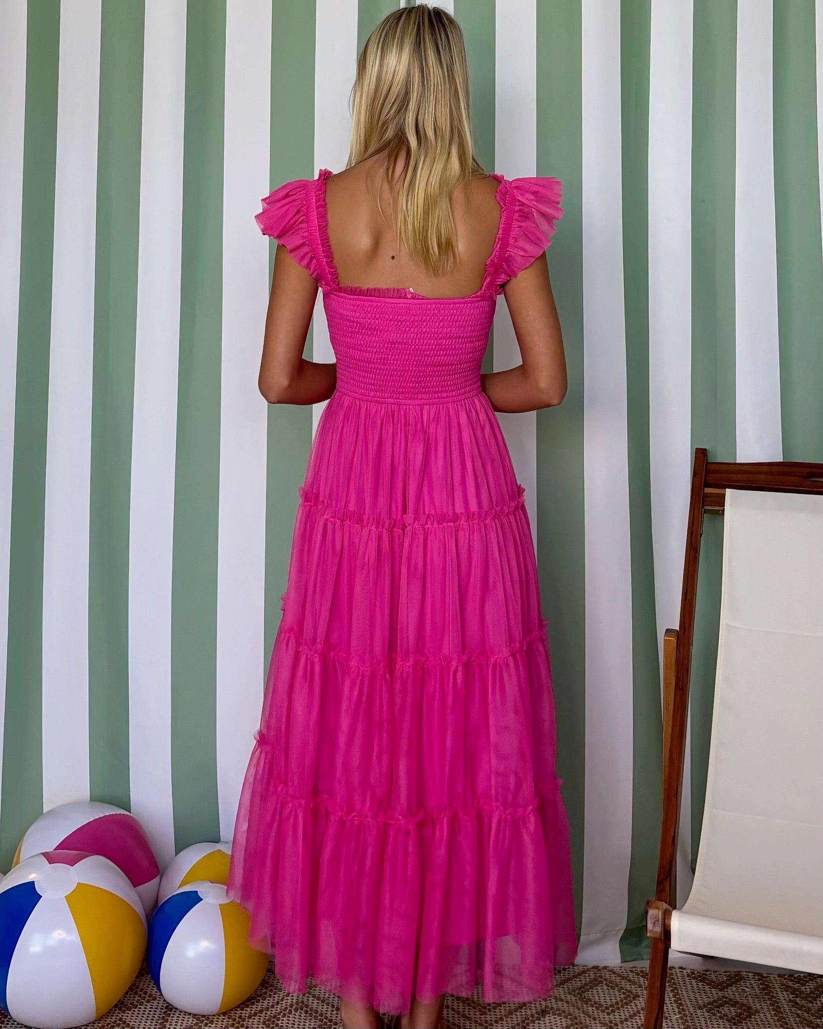 Courtyard Cutie Fuchsia Tulle Tiered Dress-Shop-Womens-Boutique-Clothing