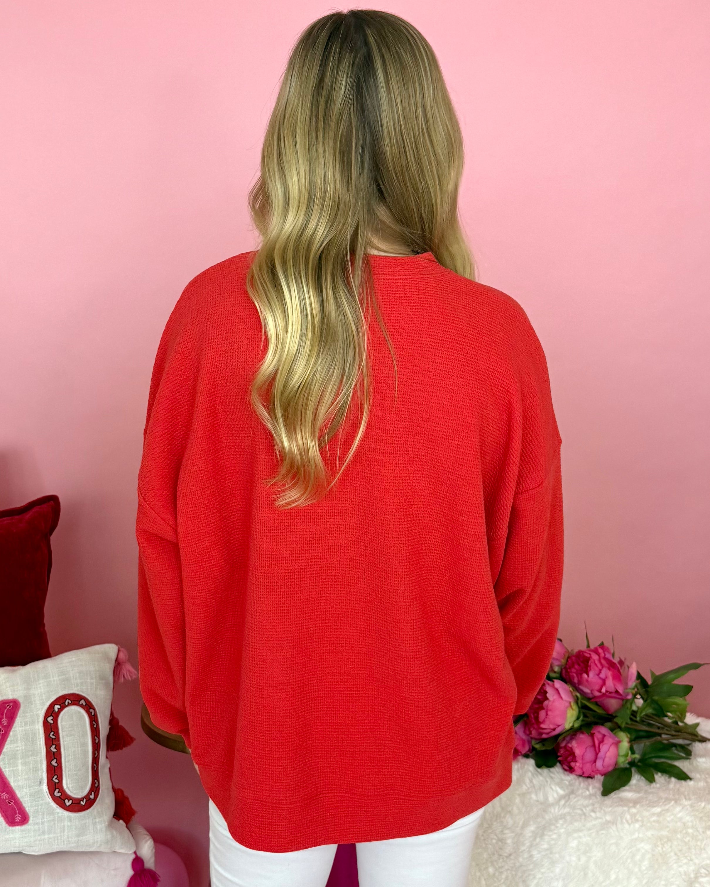 Heart Of Mine Red Heart Knit Top-Shop-Womens-Boutique-Clothing