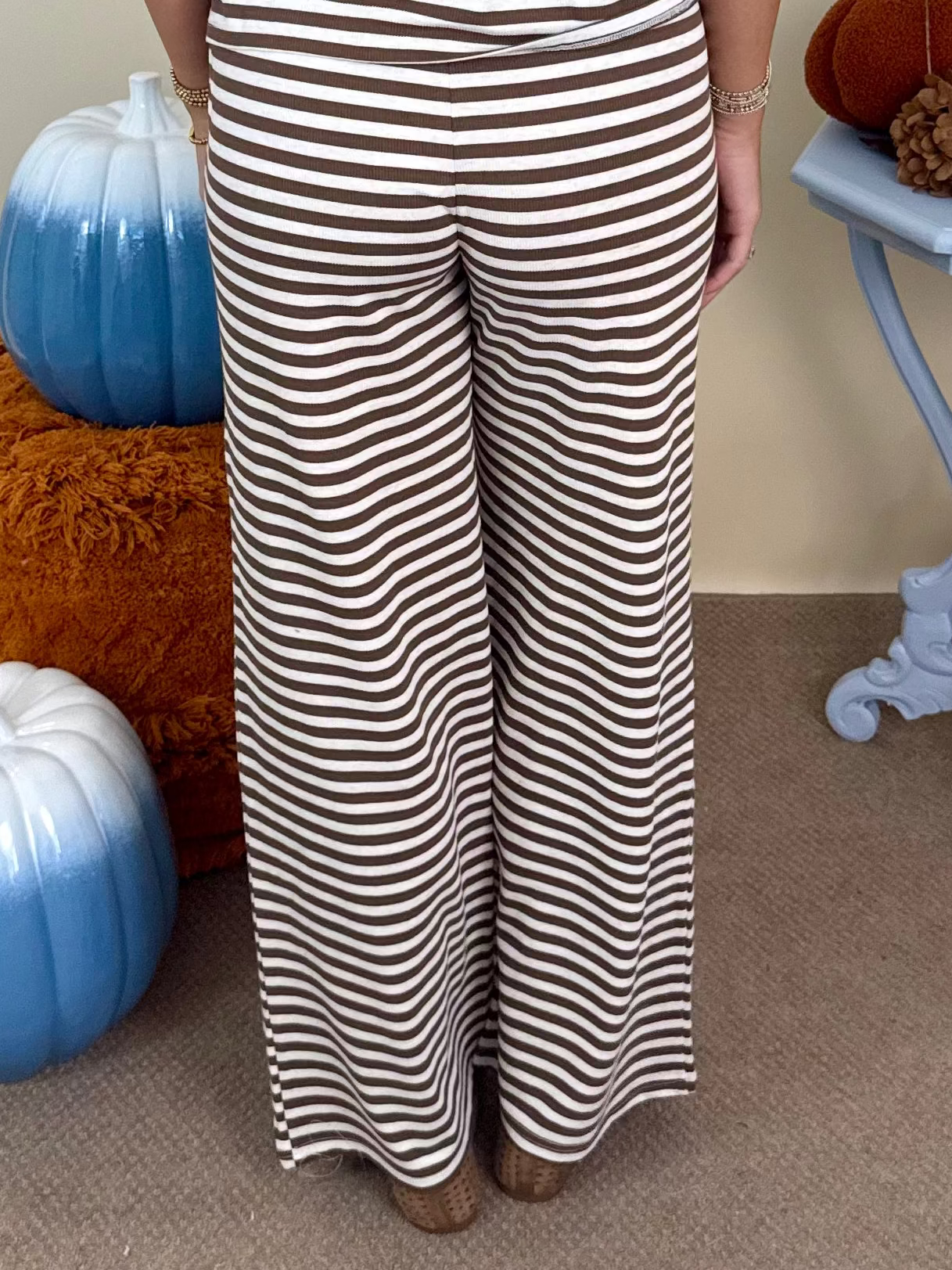 Natural Beauty Brown Stripe Straight Fit Pants-Shop-Womens-Boutique-Clothing