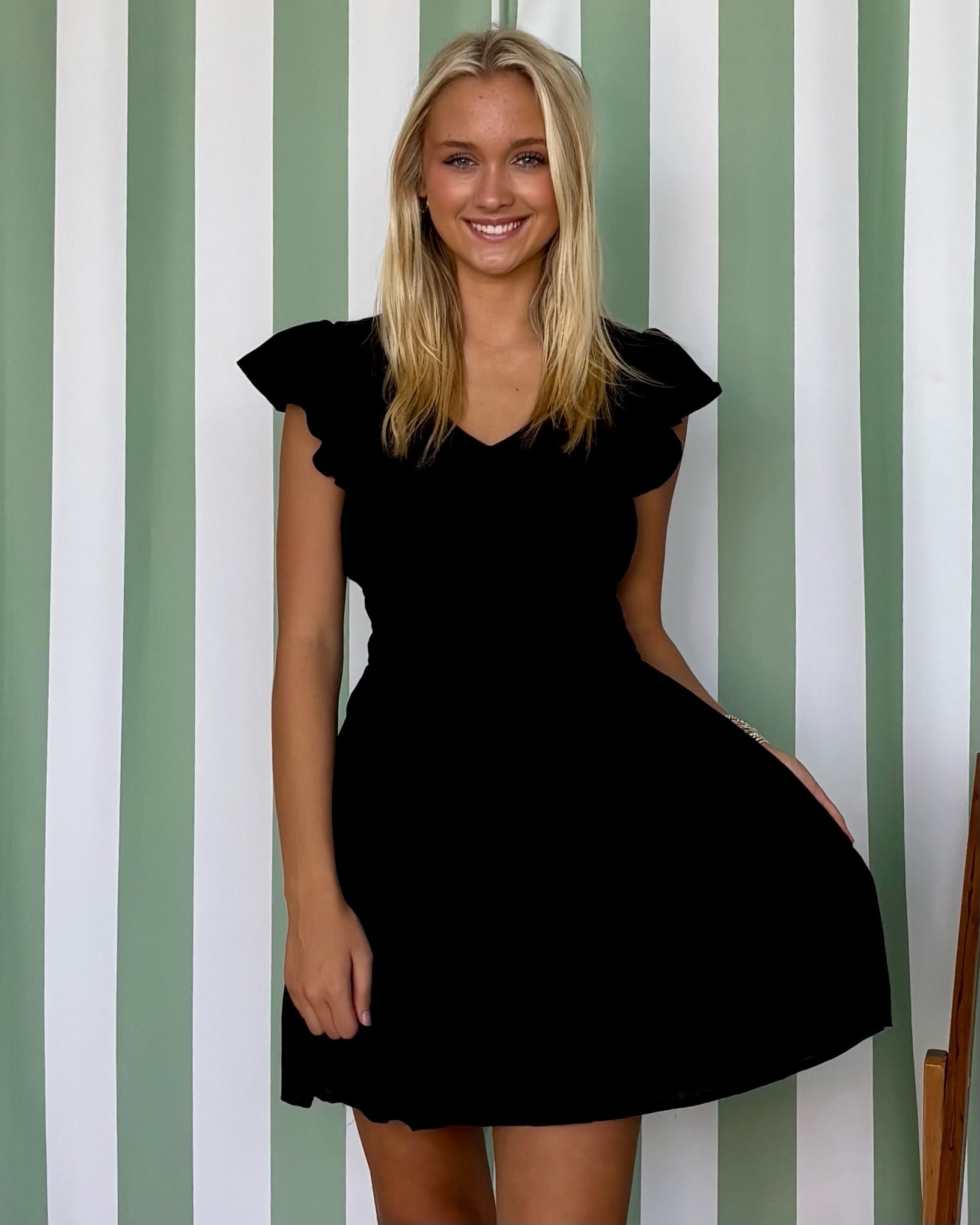Rose Garden Black Ruffle Dress-Shop-Womens-Boutique-Clothing
