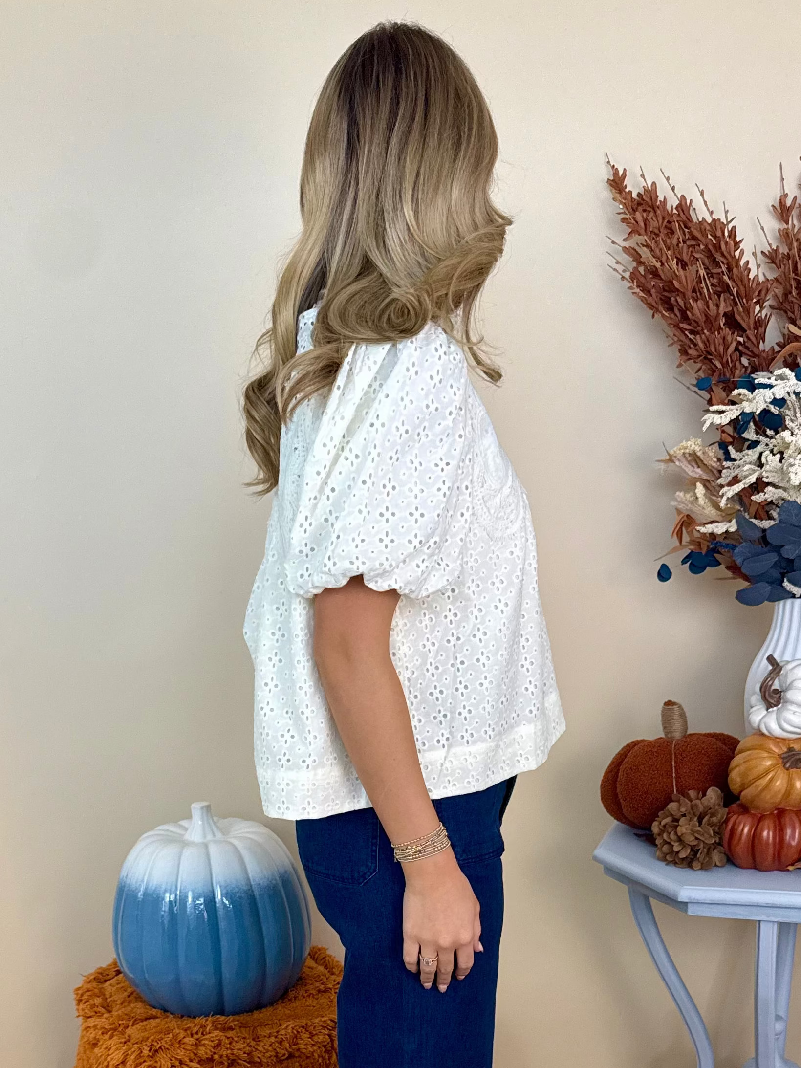 Wildly Yours Cream Eyelet Crochet Trim Top-Shop-Womens-Boutique-Clothing