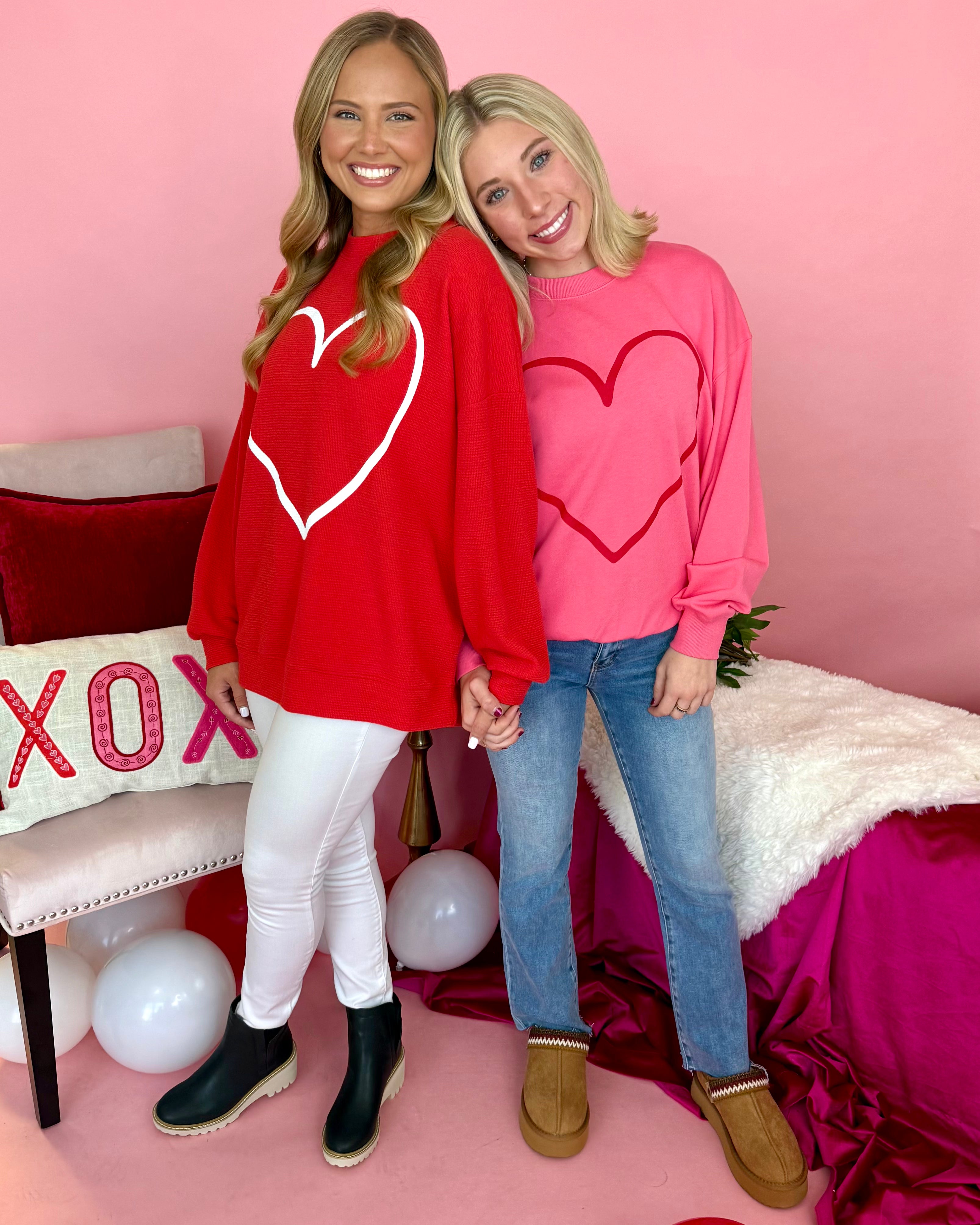 Lost In Love Pink Berry Heart Sweatshirt-Shop-Womens-Boutique-Clothing