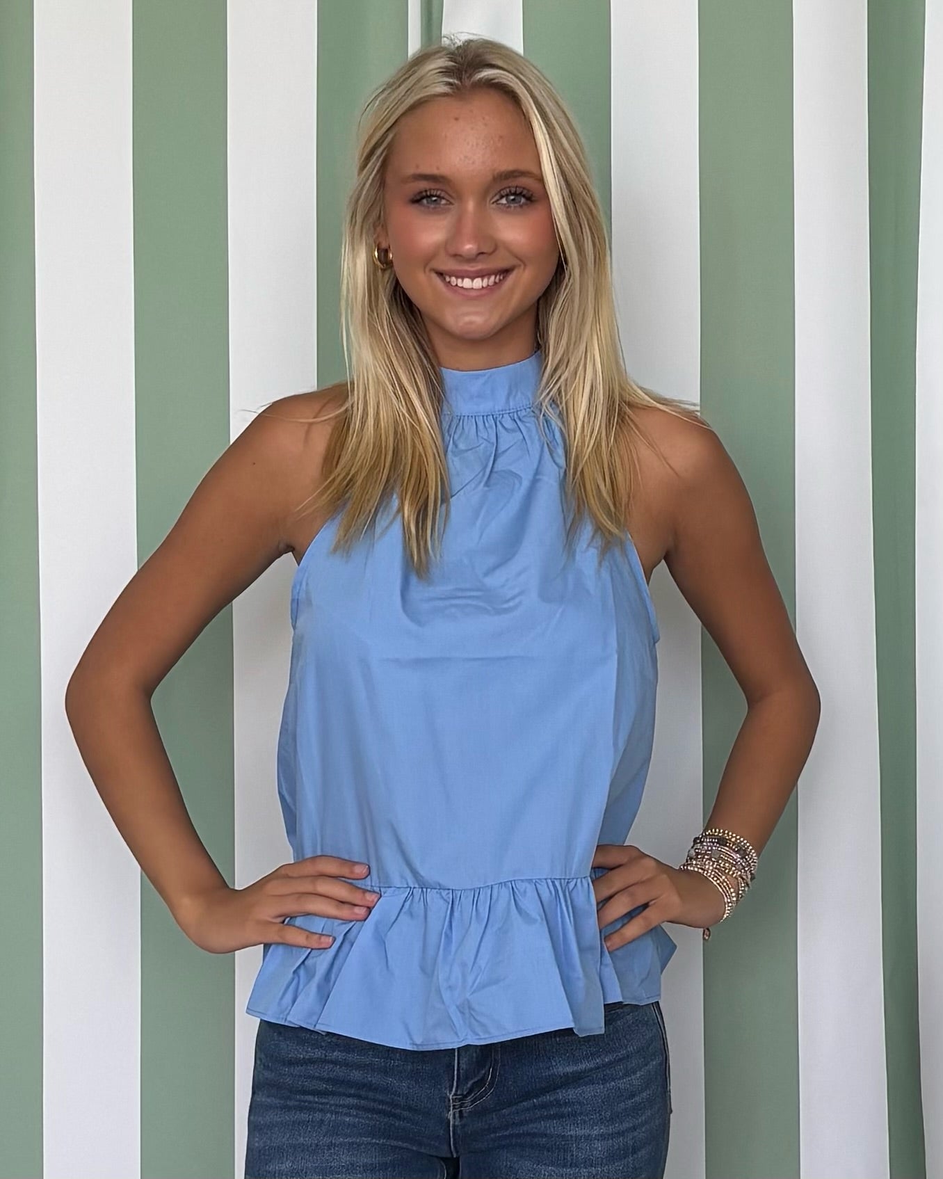 What You Get Blue Halter Neck Top-Shop-Womens-Boutique-Clothing