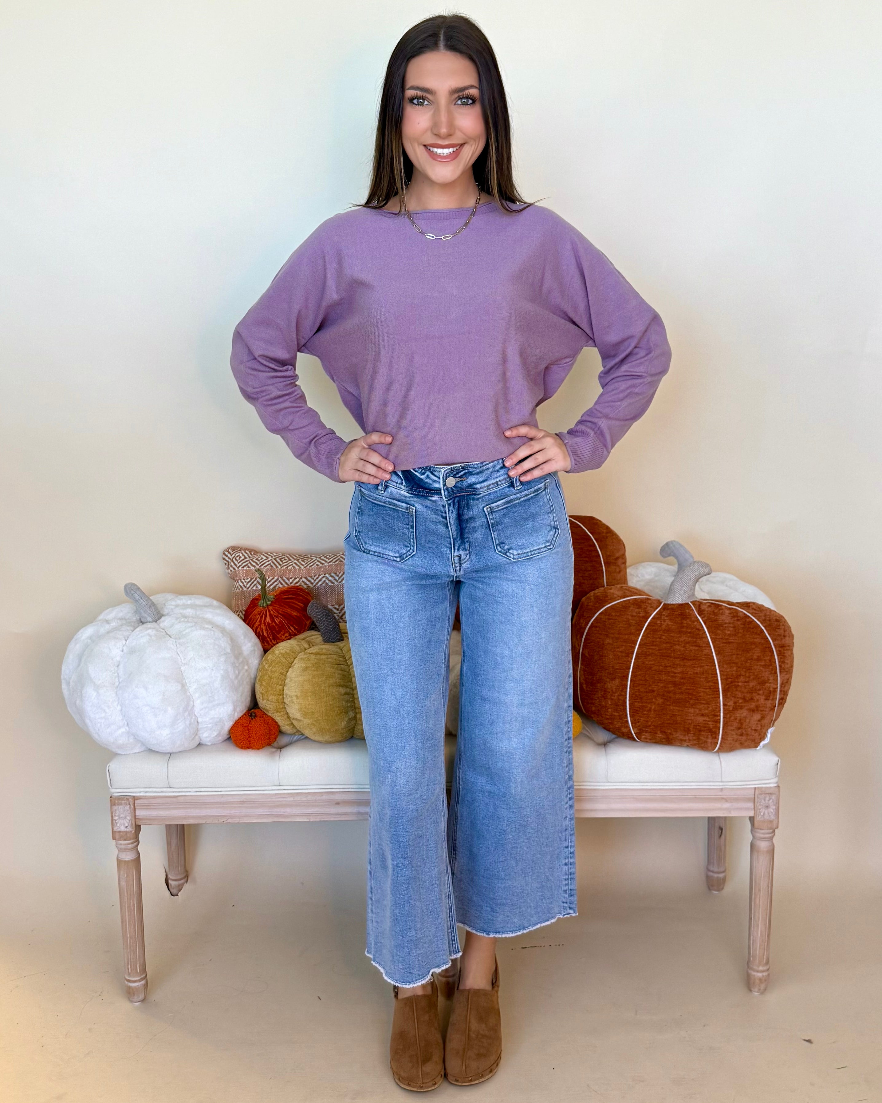 Always In Sight Dark Lavender Dolman Sweater-Shop-Womens-Boutique-Clothing