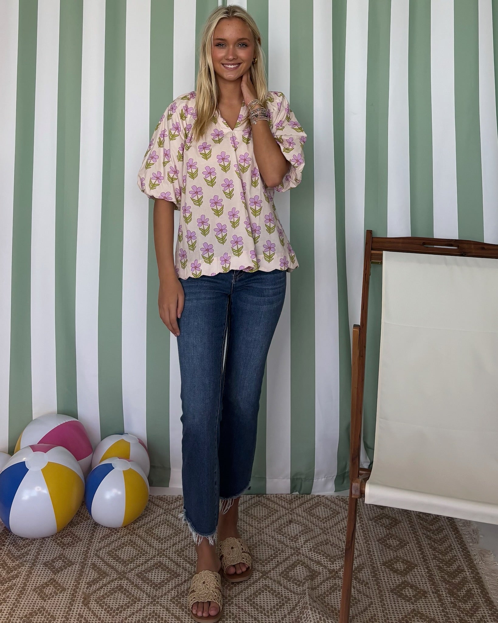 By Chance Blush Mix Floral Top-Shop-Womens-Boutique-Clothing