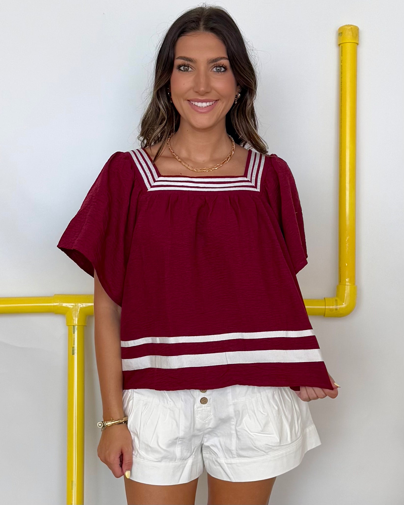 In Your Favor Garnet Woven Flare Top-Shop-Womens-Boutique-Clothing