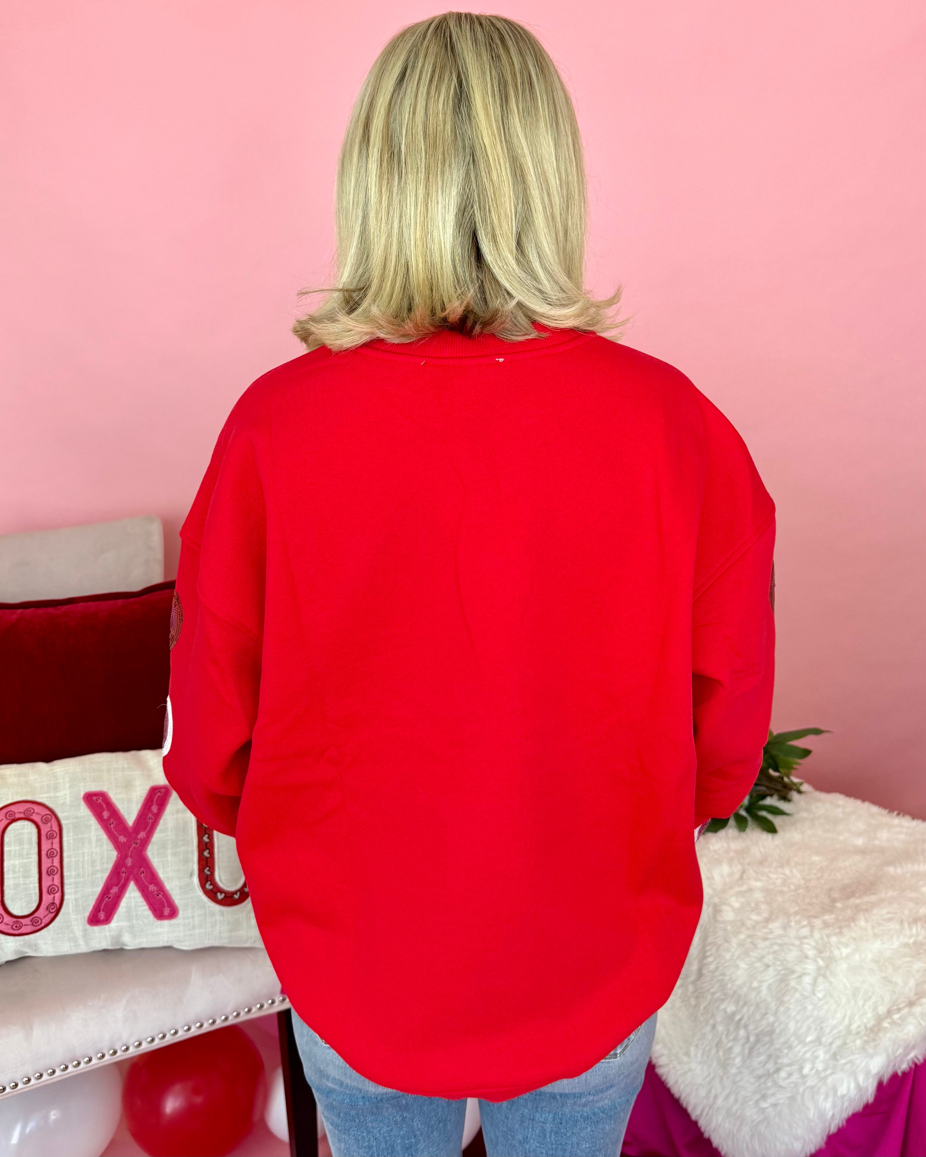 Lost Love Red Heart Sequin Sweatshirt-Shop-Womens-Boutique-Clothing