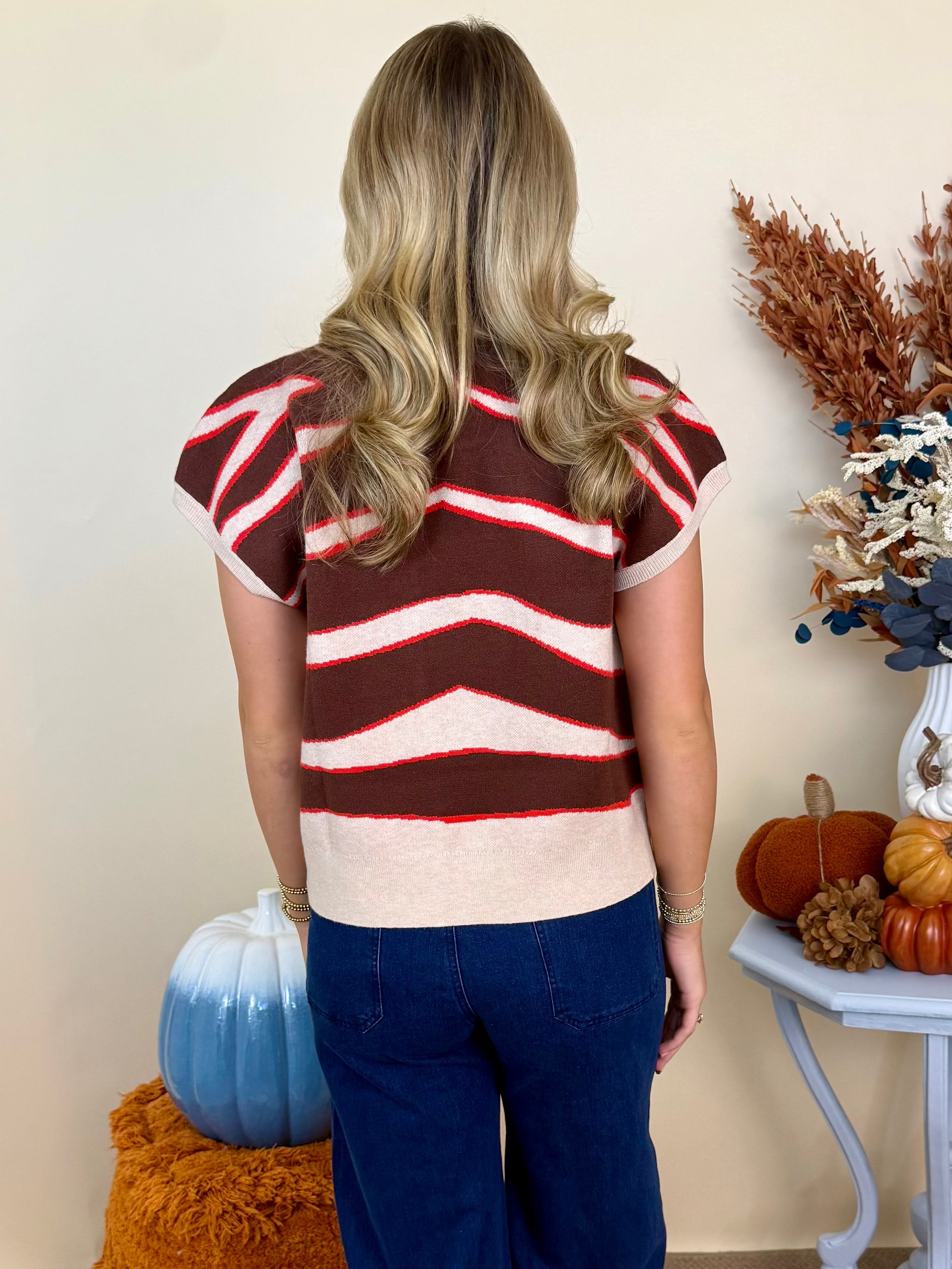 Beautiful Moment Oatmeal Mix Zebra Print Cap Sleeve Sweater-Shop-Womens-Boutique-Clothing
