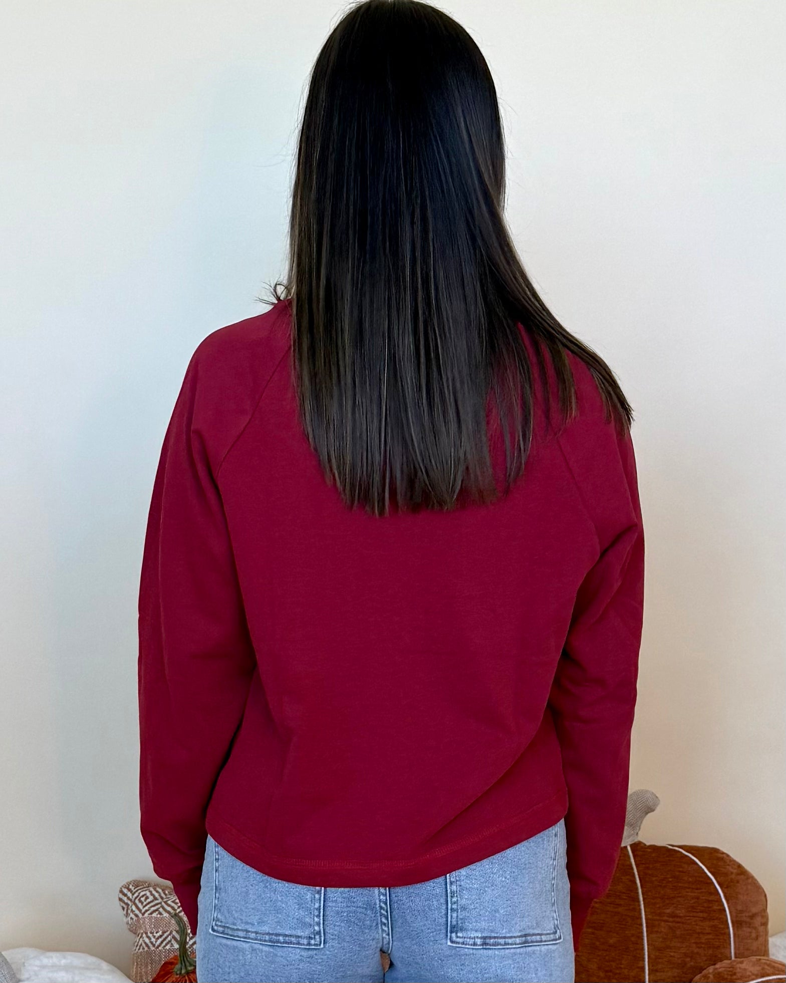 After Hours Dk Red Cropped Alabama Sweatshirt-Shop-Womens-Boutique-Clothing