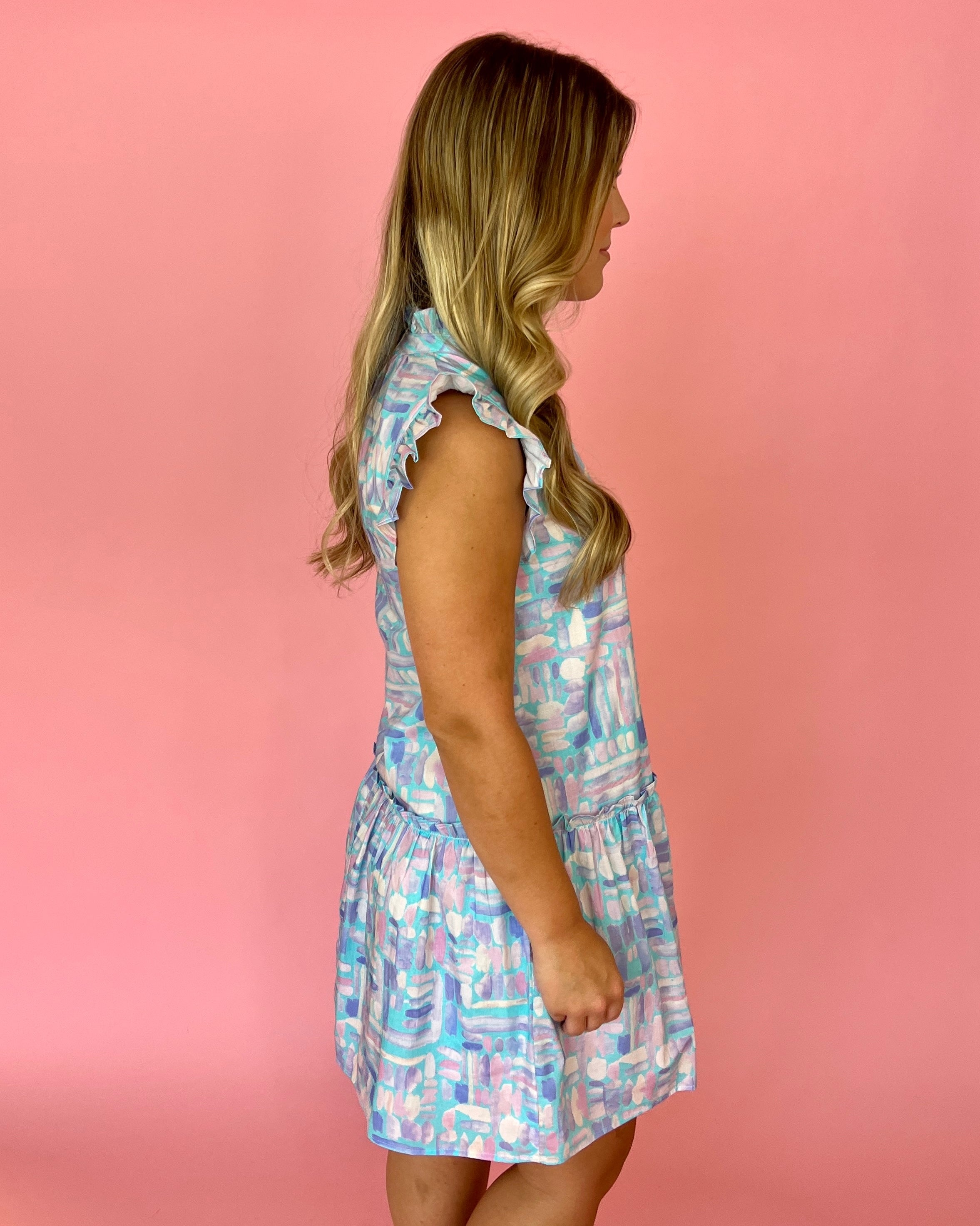 Stay Salty Blue Print Tiered Dress-Shop-Womens-Boutique-Clothing