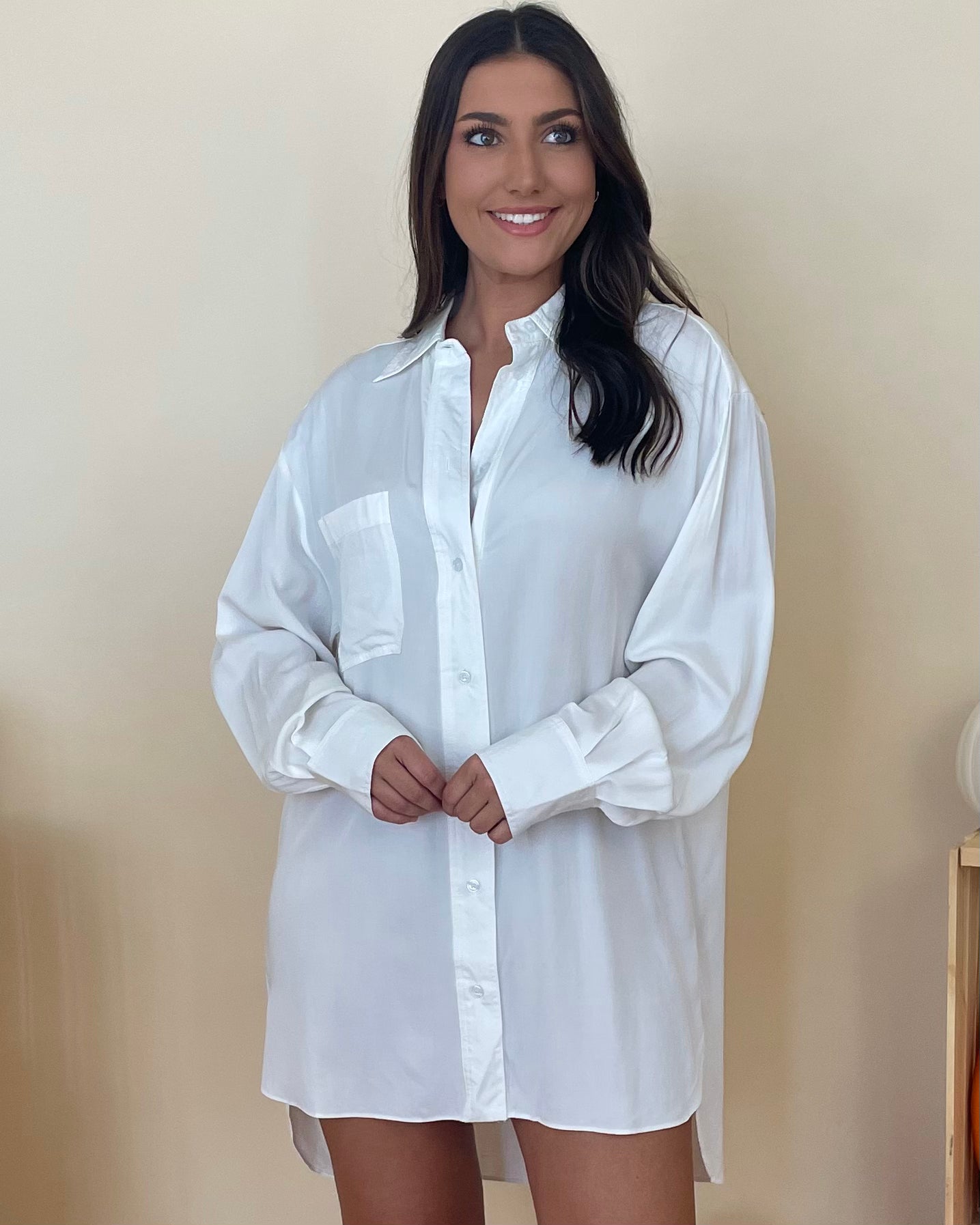 Back To Basics White Collared Shirt Dress-Shop-Womens-Boutique-Clothing