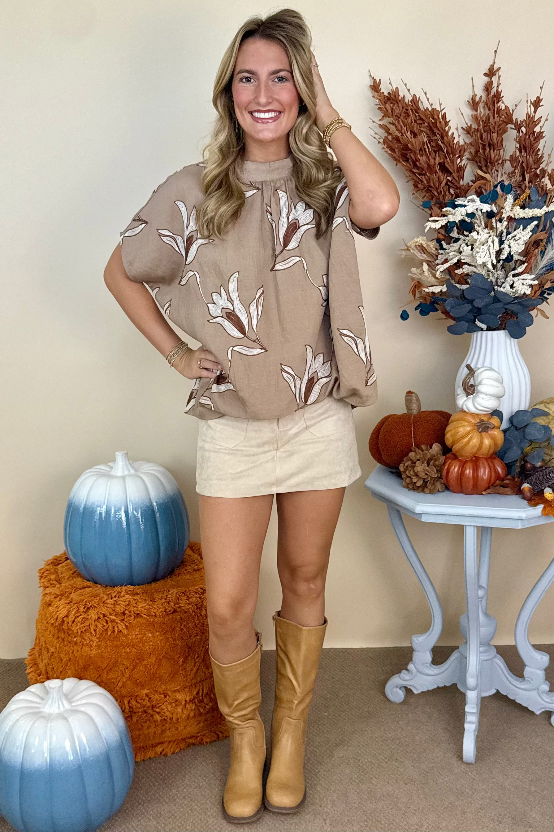 The Standard Beige Brushed Stretchy Skort-Shop-Womens-Boutique-Clothing
