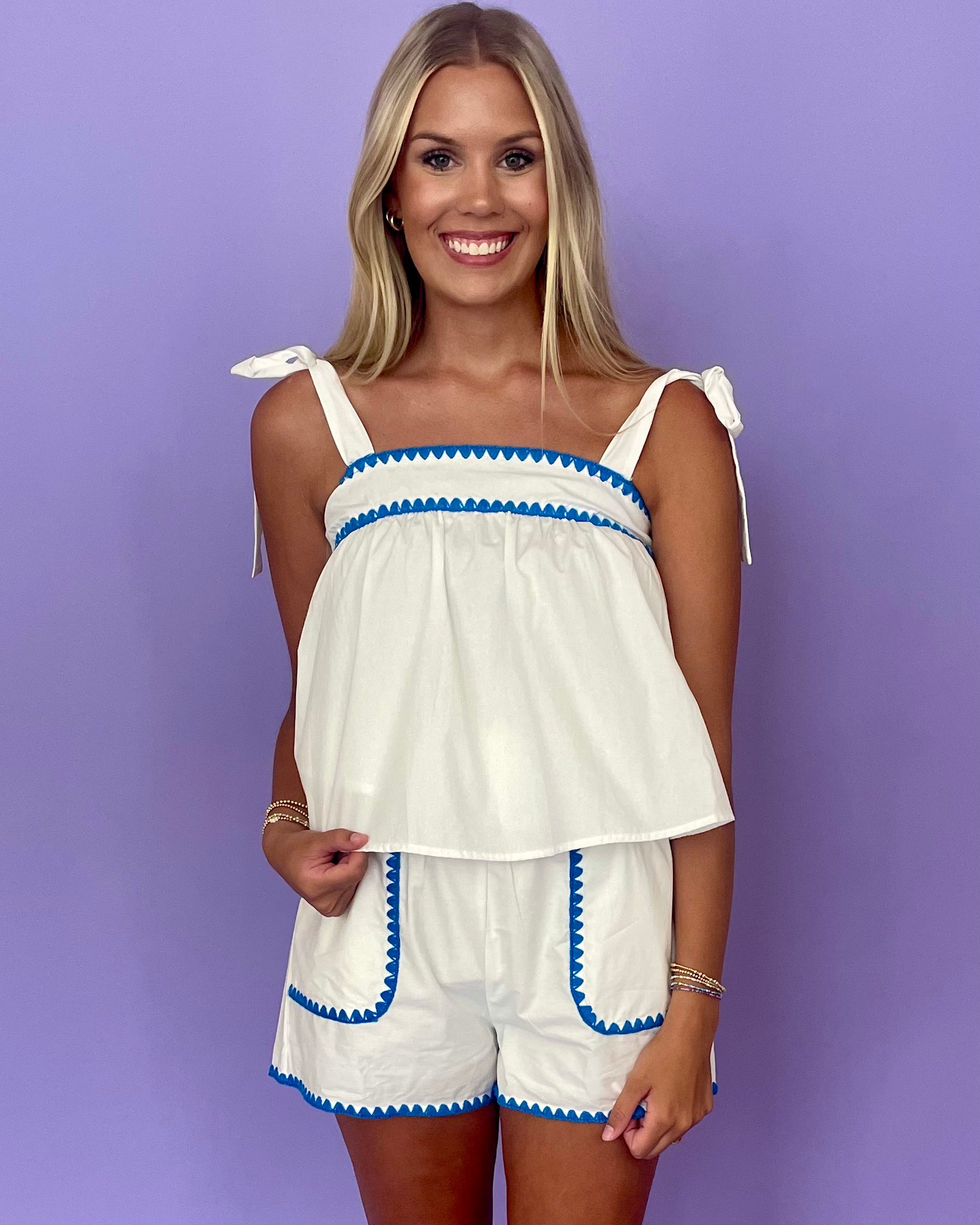 No Comparison White Scalloped Top and Shorts-Shop-Womens-Boutique-Clothing