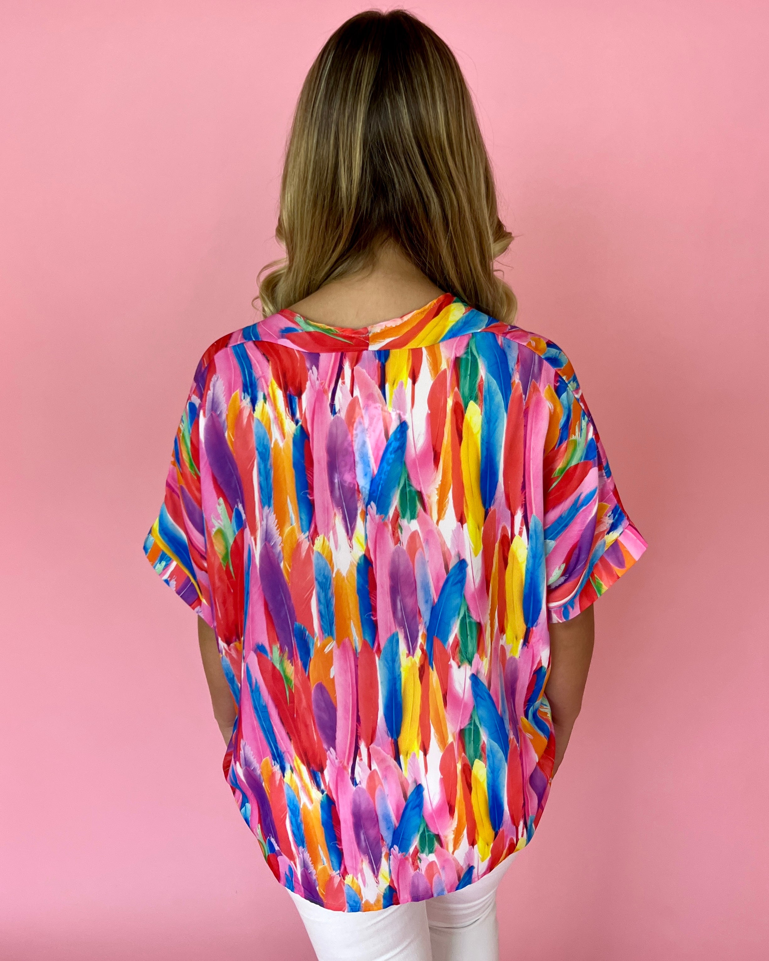 Under The Cabana Feather Print Dolman Top-Shop-Womens-Boutique-Clothing