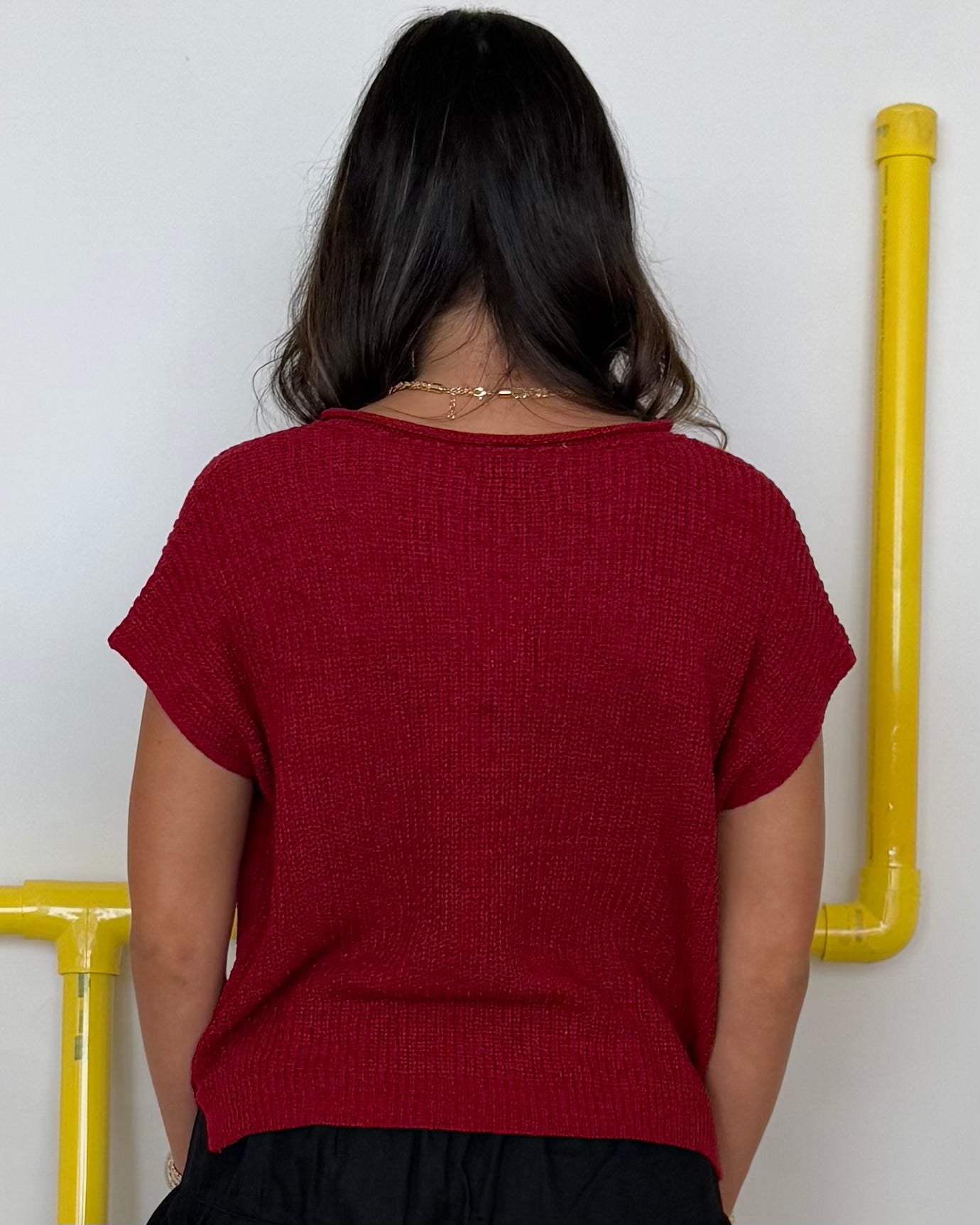 Softer Side Red Split Neck Sweater-Shop-Womens-Boutique-Clothing