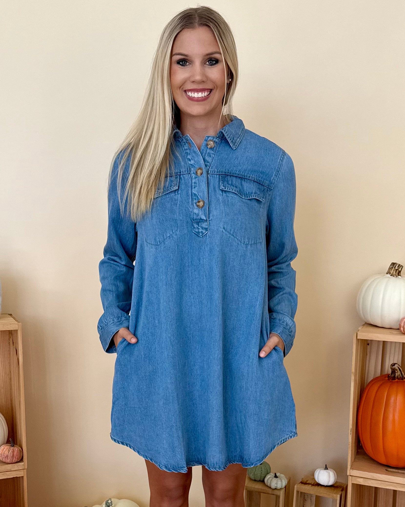 Live For Us Chambray Denim Dress-Shop-Womens-Boutique-Clothing