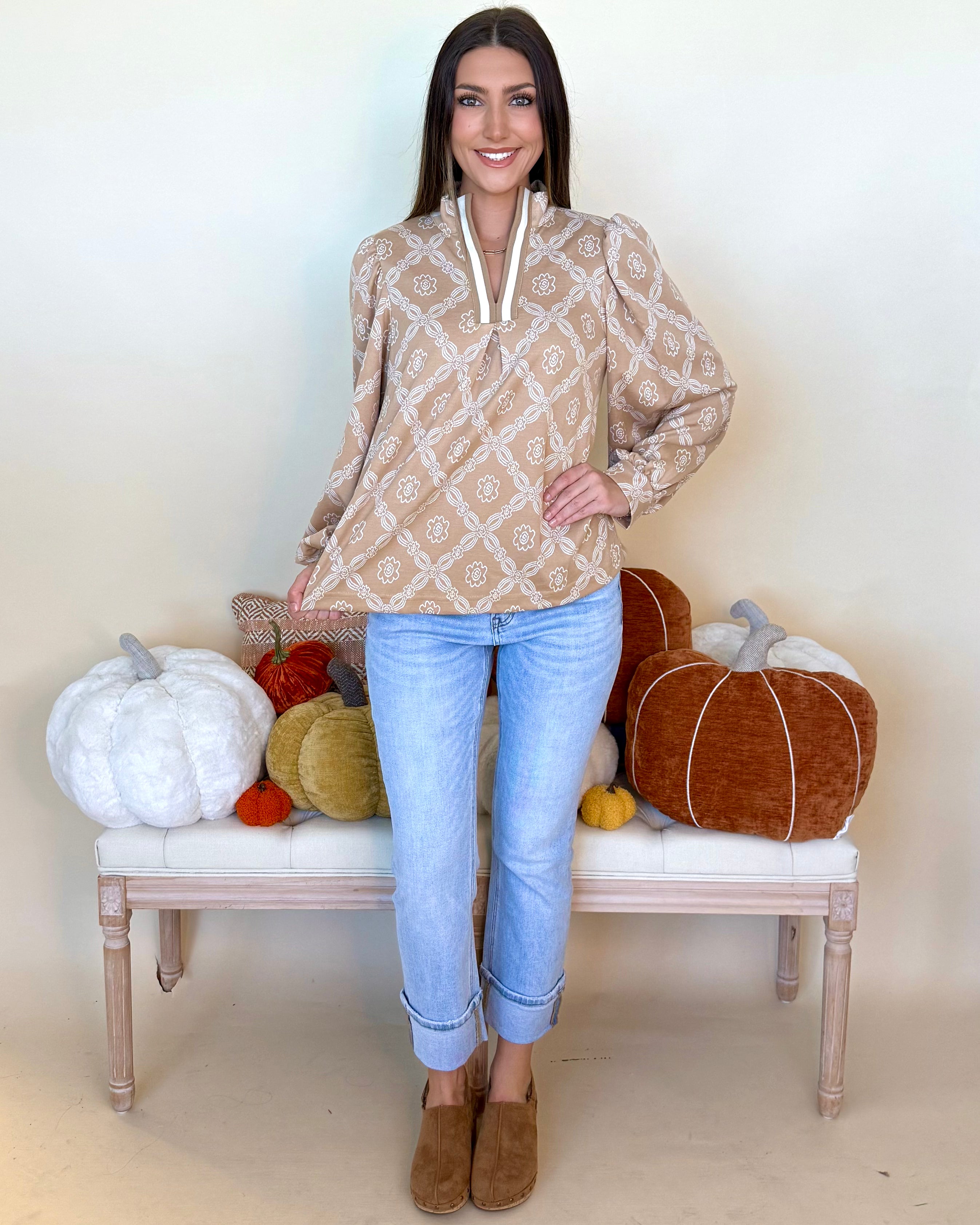 Delicate Days Latte Abstract Band Top-Shop-Womens-Boutique-Clothing