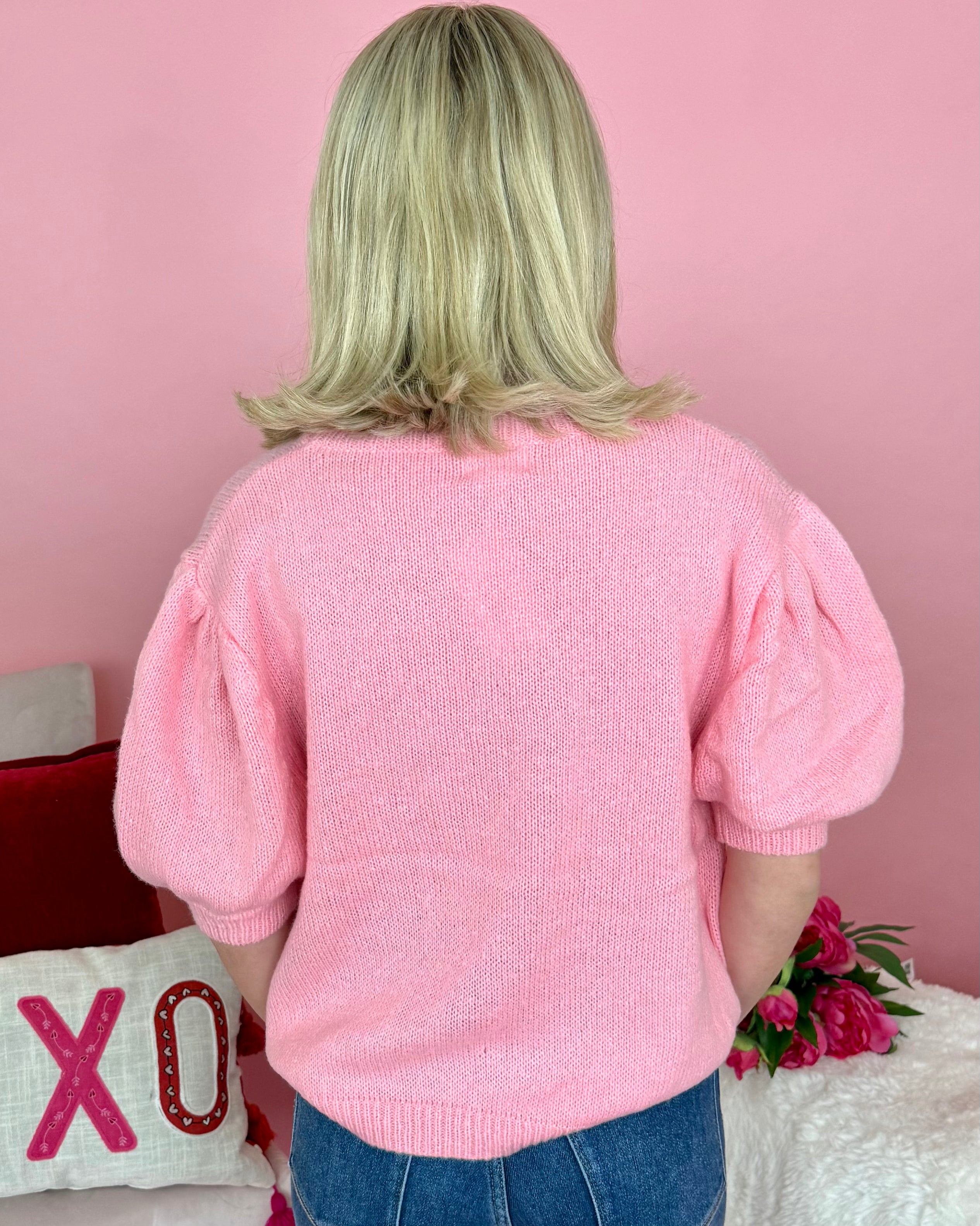 Threads Of Fate Pink/Ivory Bow Sweater-Shop-Womens-Boutique-Clothing