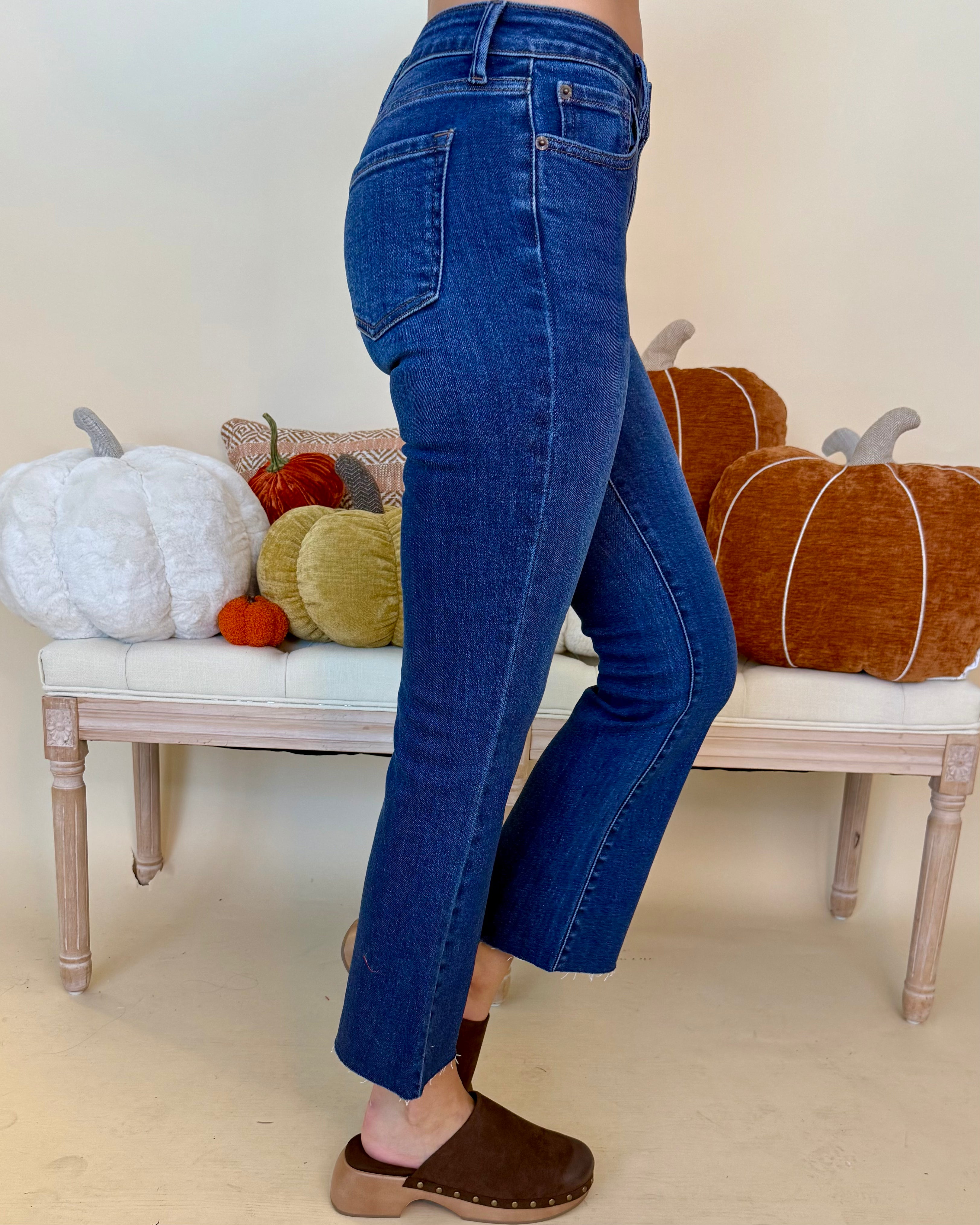 Home Stretch Dark Denim Cropped Flare Jean-Shop-Womens-Boutique-Clothing