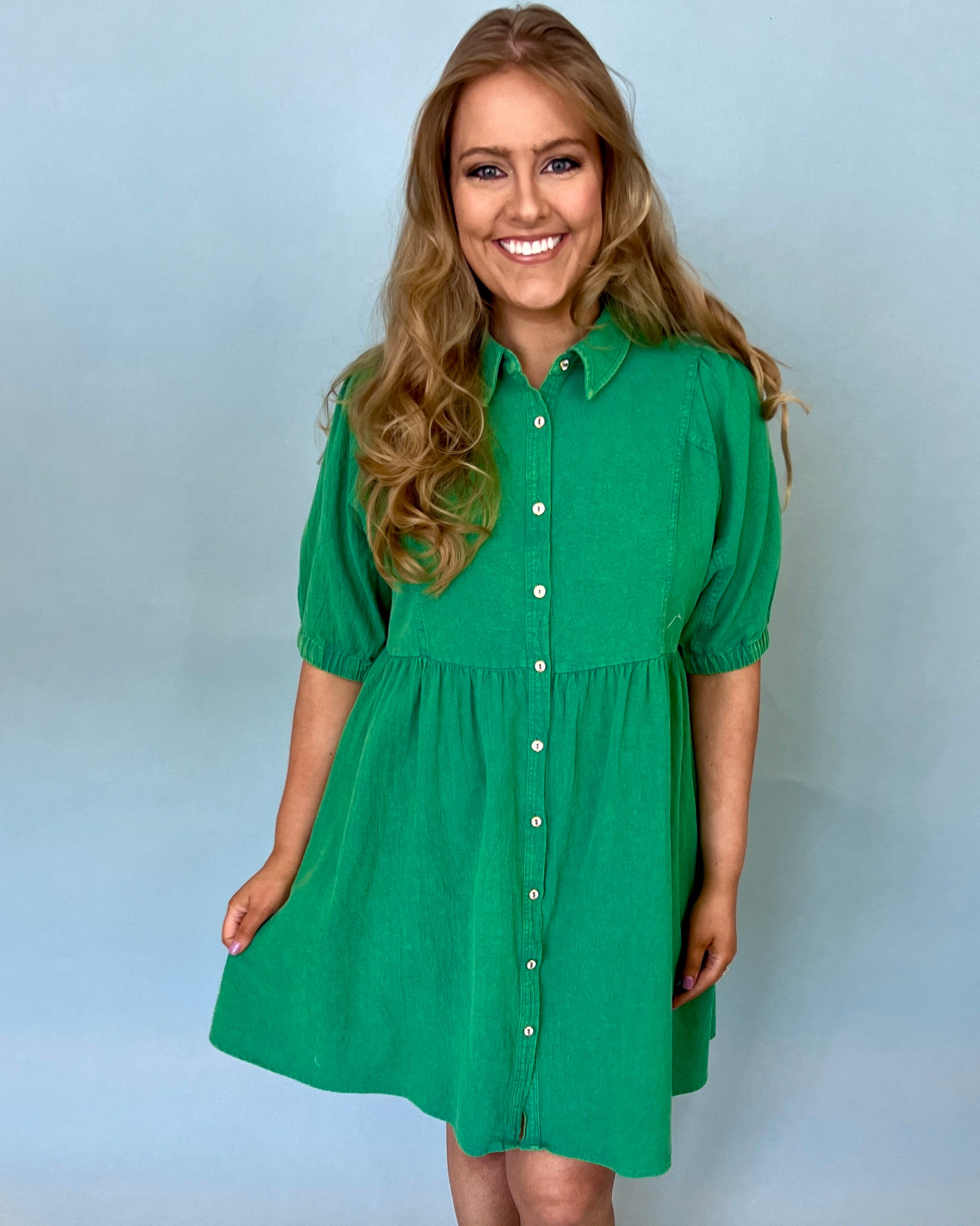 Think It Over Green Plus Collared Dress-Shop-Womens-Boutique-Clothing