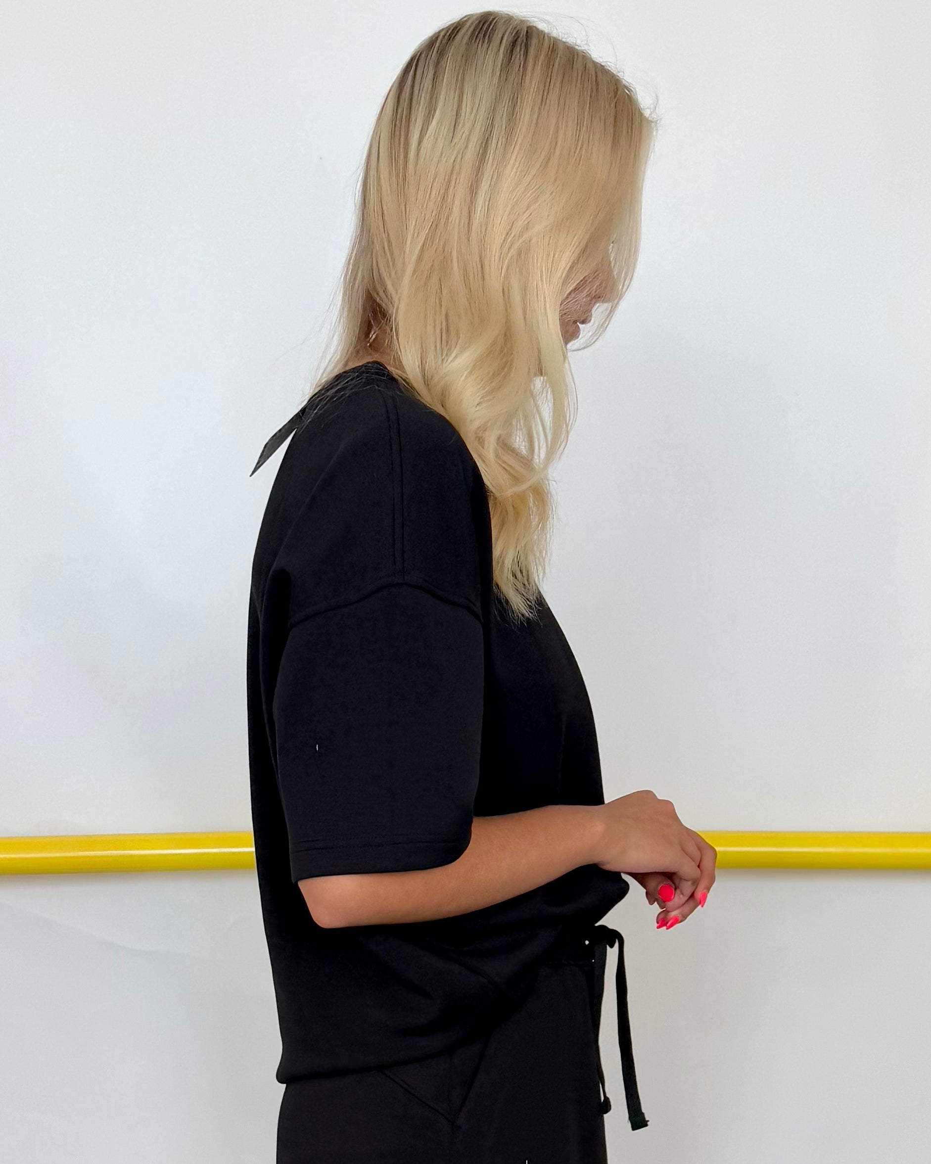 Not Too Far Black Round Neck Top-Shop-Womens-Boutique-Clothing