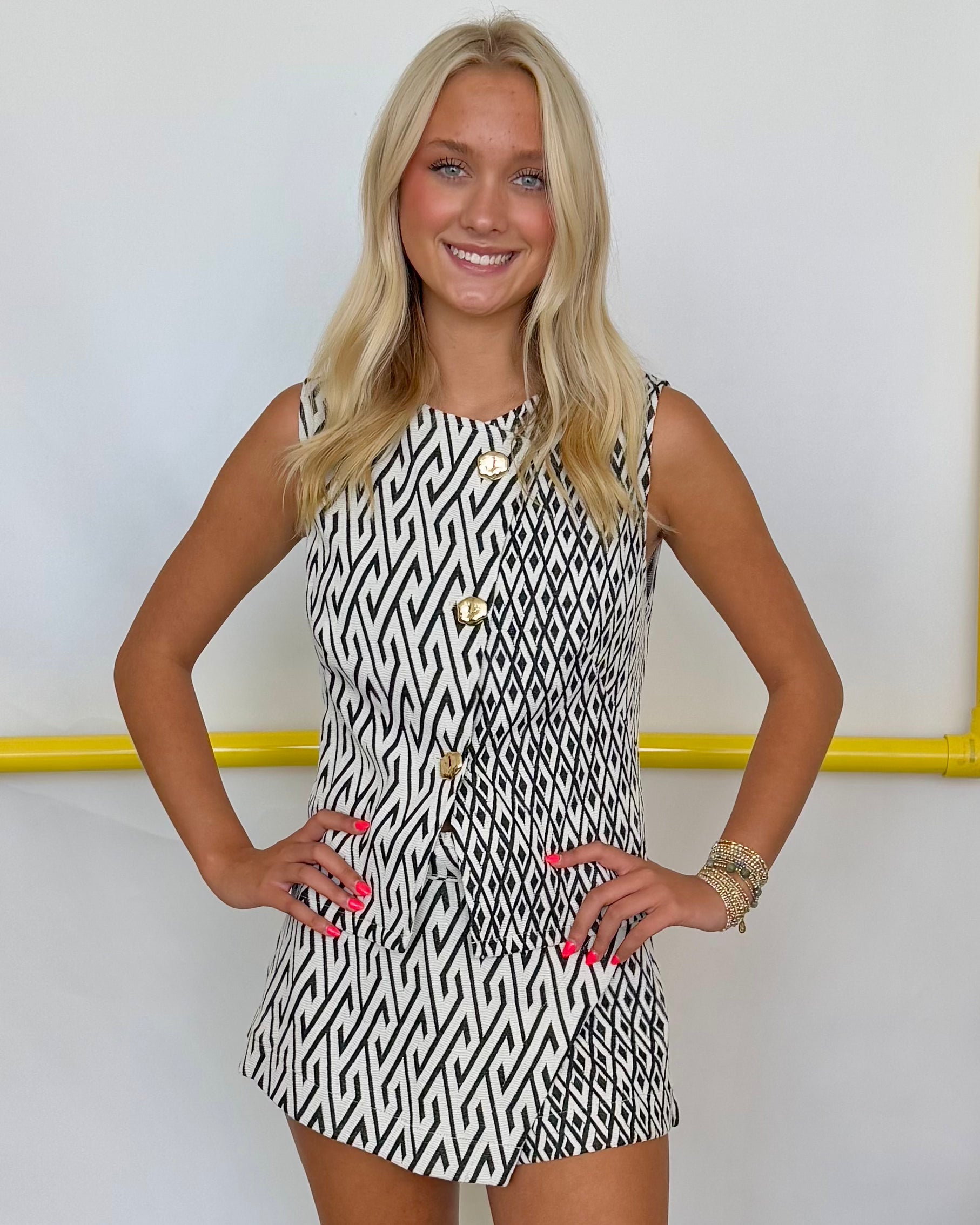 Just My Luck Black Textured Waistcoat Top-Shop-Womens-Boutique-Clothing