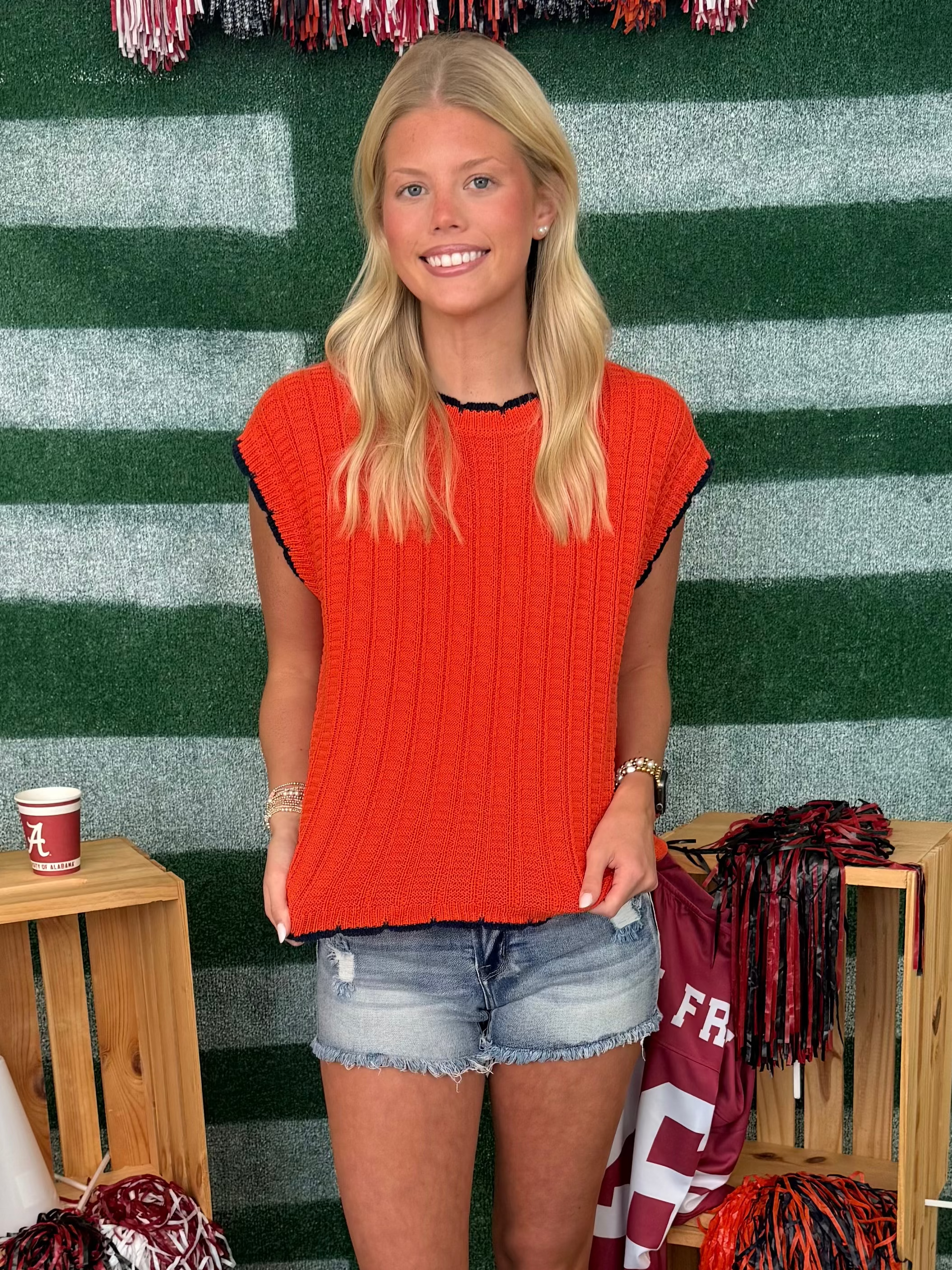Sweet Victory Orange Scallop Edge Top-Shop-Womens-Boutique-Clothing
