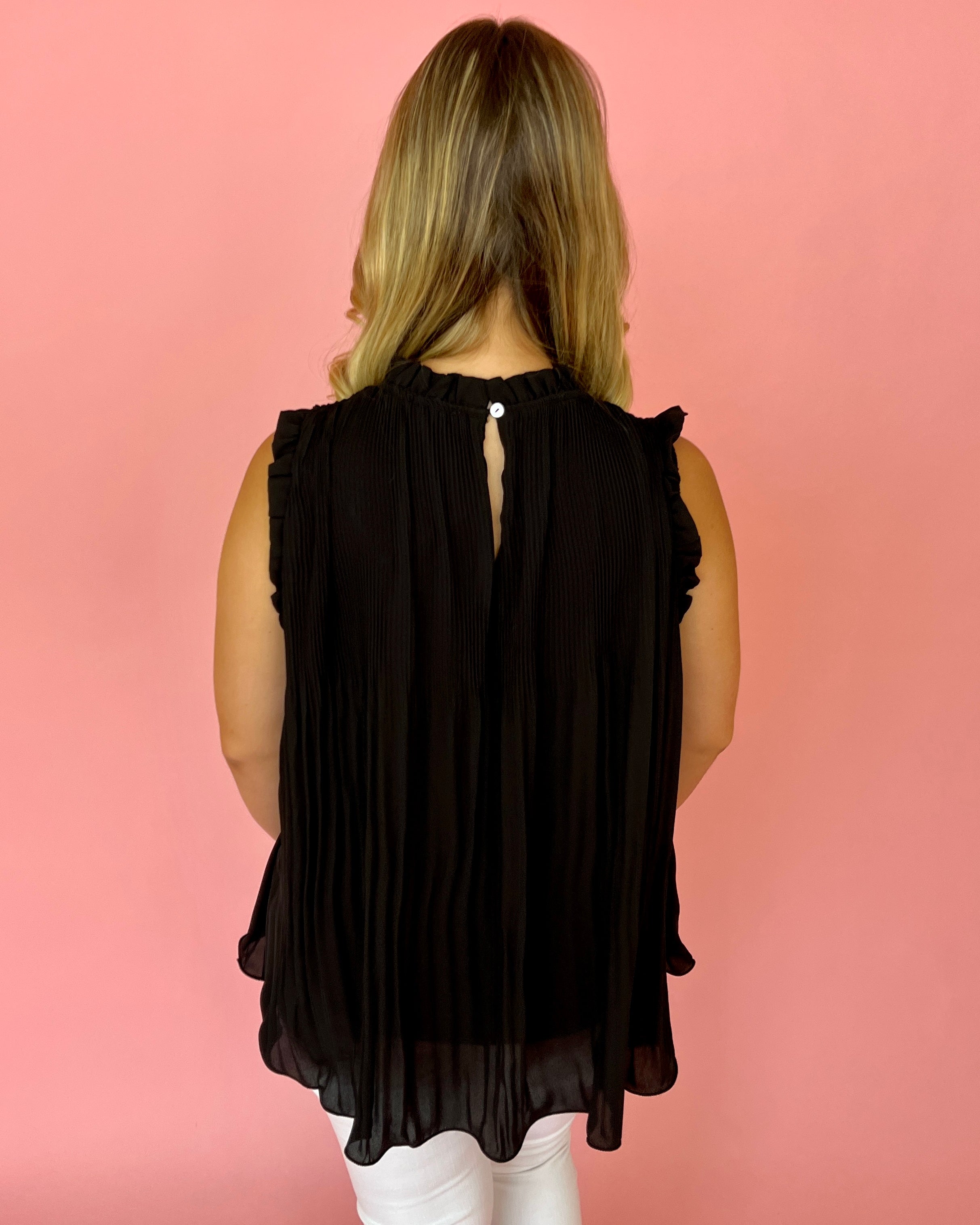A Fair Deal Black Pleated High Neck Top-Shop-Womens-Boutique-Clothing