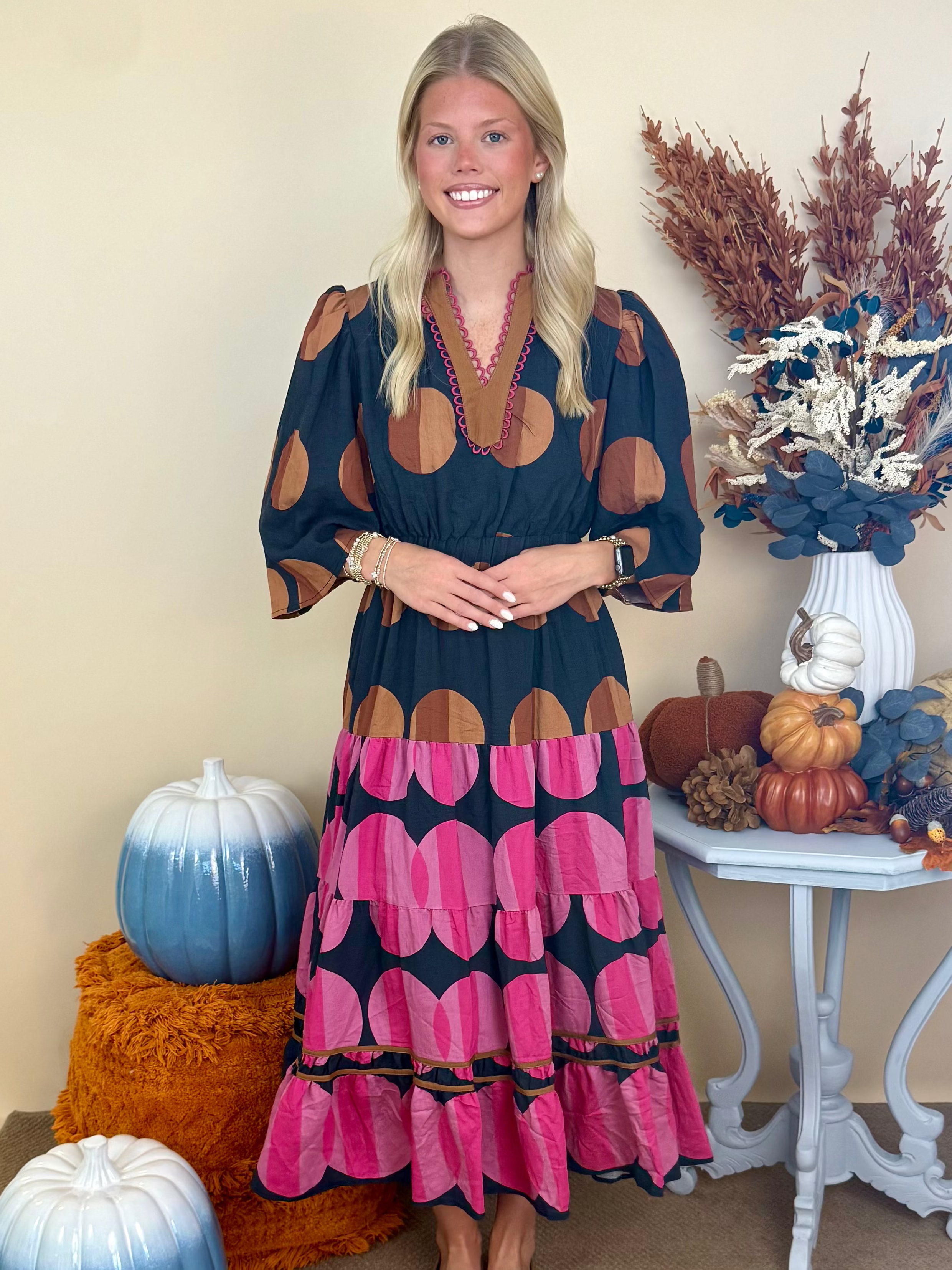 Playful Charm Black Mix Polka Dot Tiered Midi Dress-Shop-Womens-Boutique-Clothing