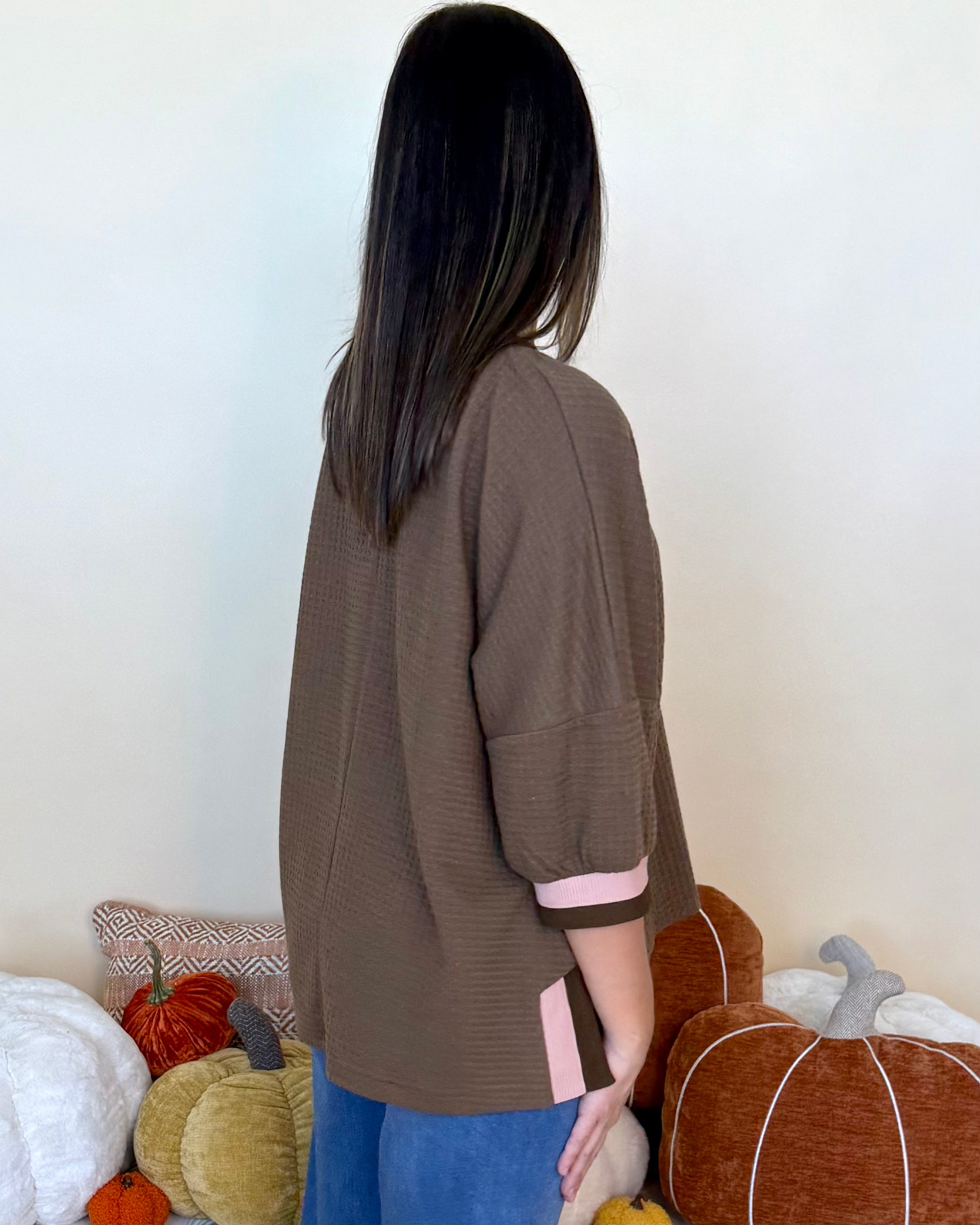 Easy To Style Coffee Waffle Knit Top-Shop-Womens-Boutique-Clothing