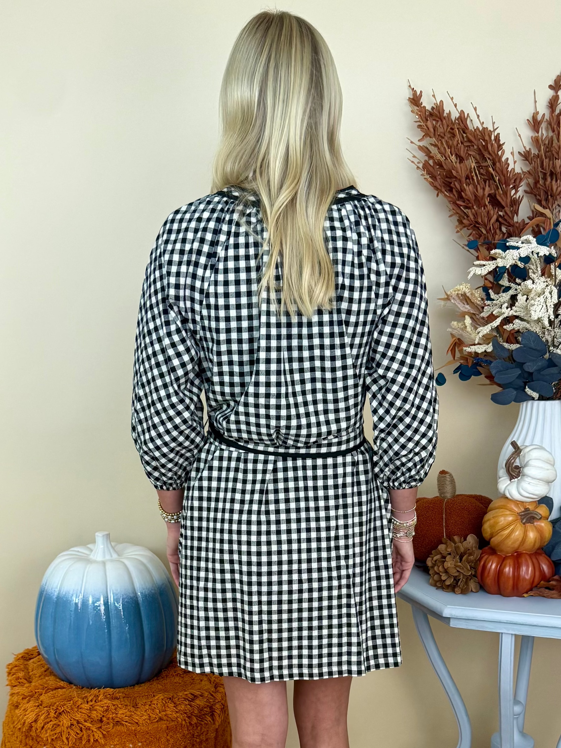 Off Duty Chic Black Plaid Belt Dress-Shop-Womens-Boutique-Clothing